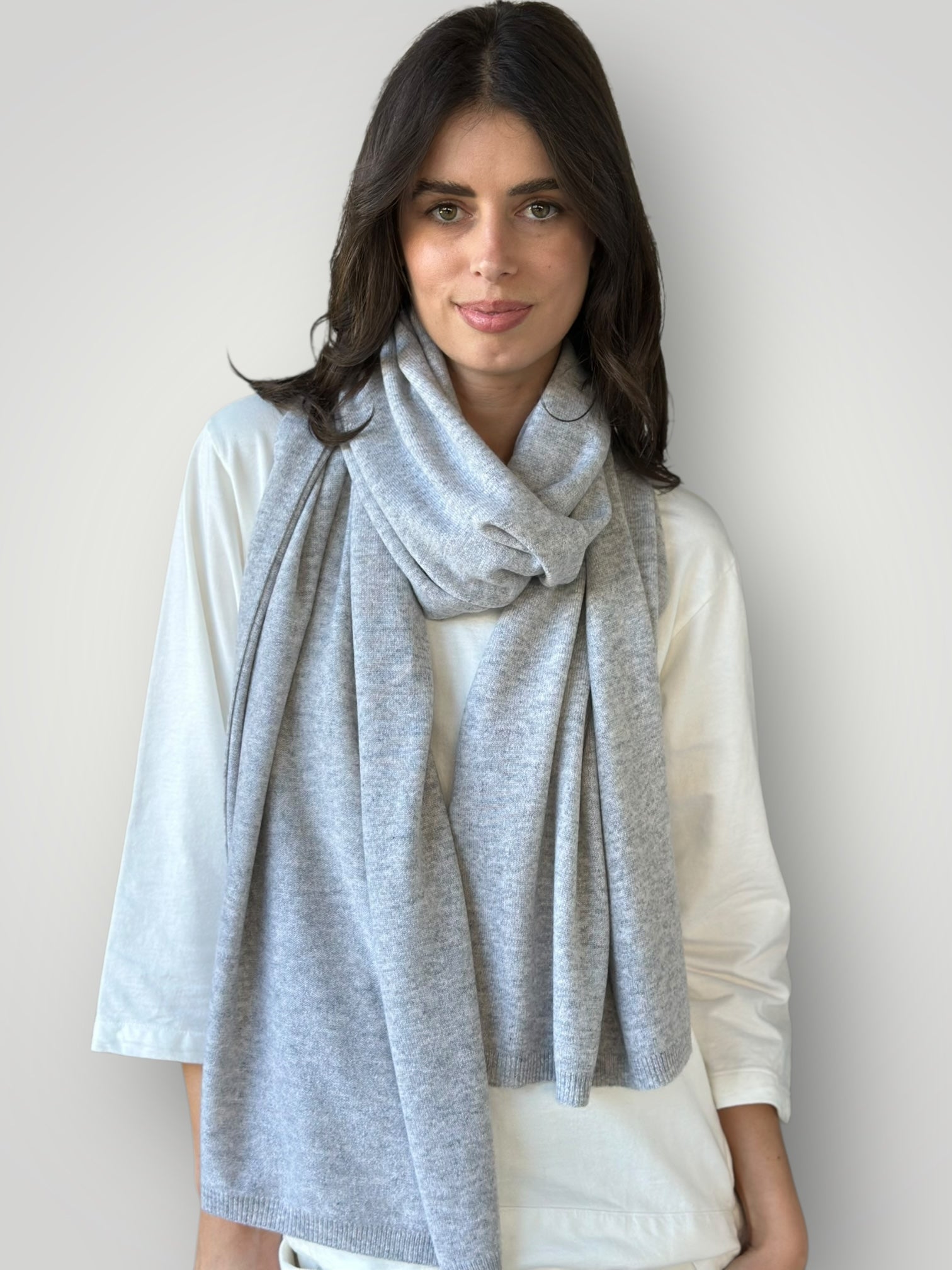 large cashmere scarf- grey marle Apparel