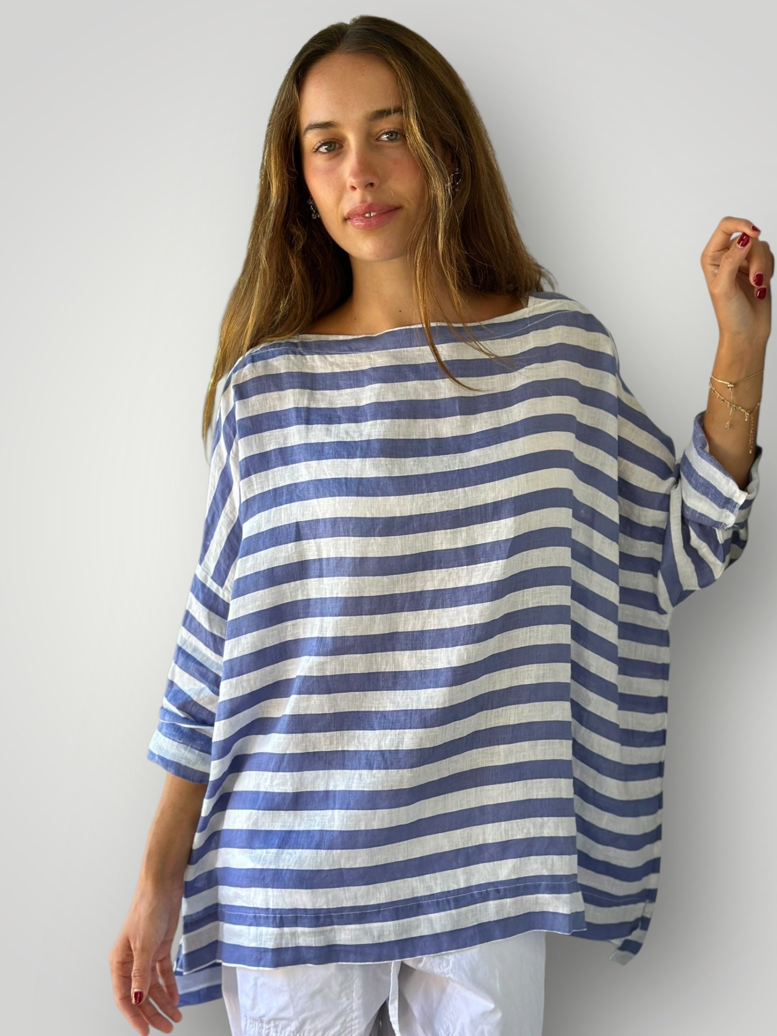 avril top - 2cm cornflower stripe Apparel