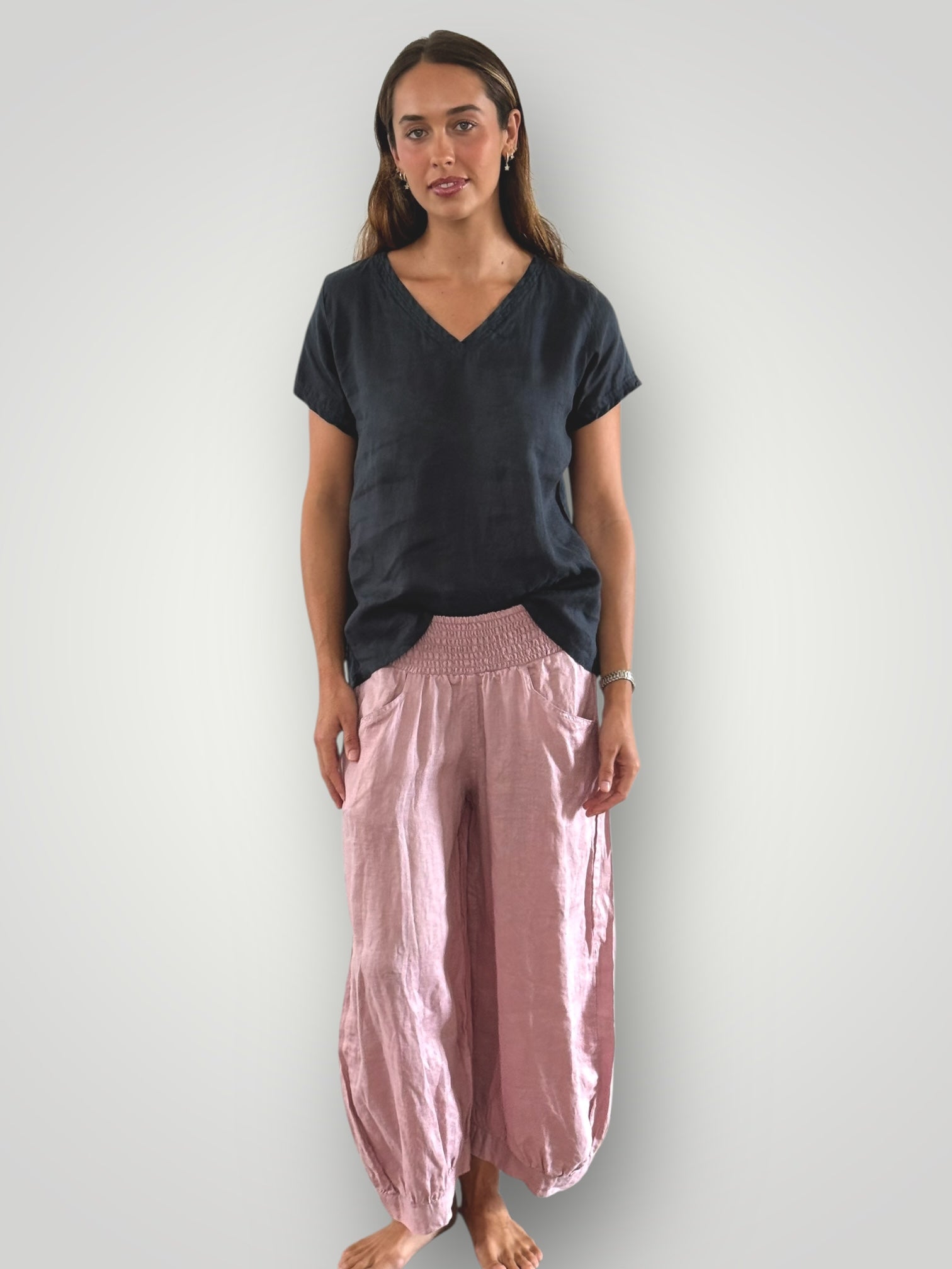 jackie pants - dusty rose linen Apparel