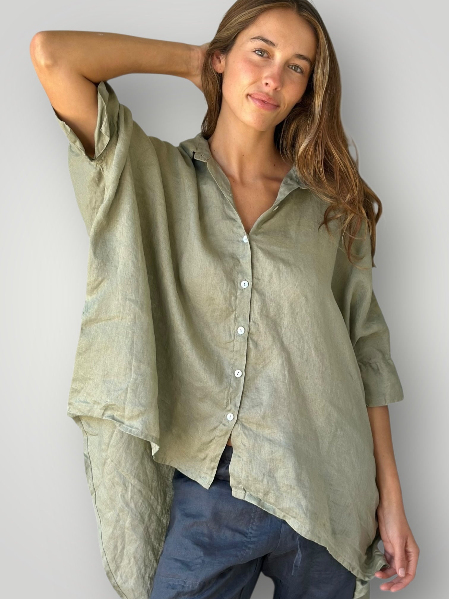 issey shirt - sage linen Apparel