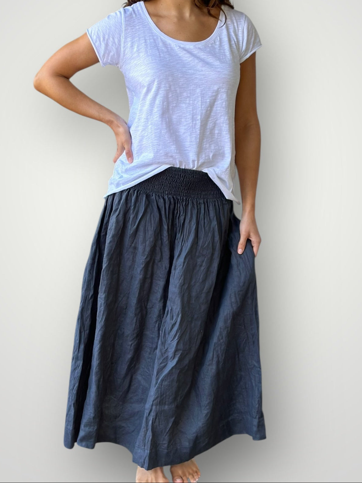 lulu skirt - charcoal linen Apparel