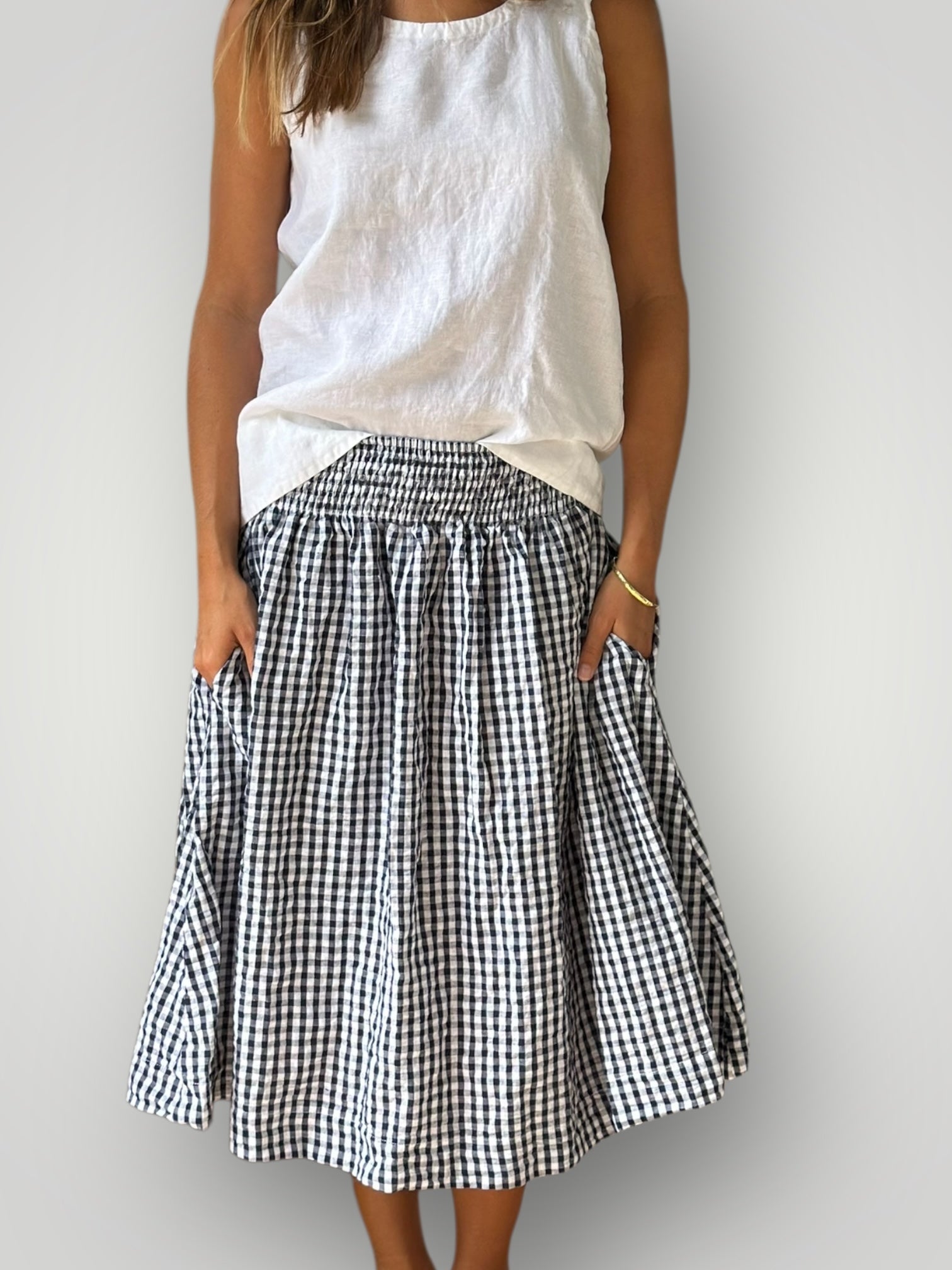 lola skirt-navy/white gingham Apparel