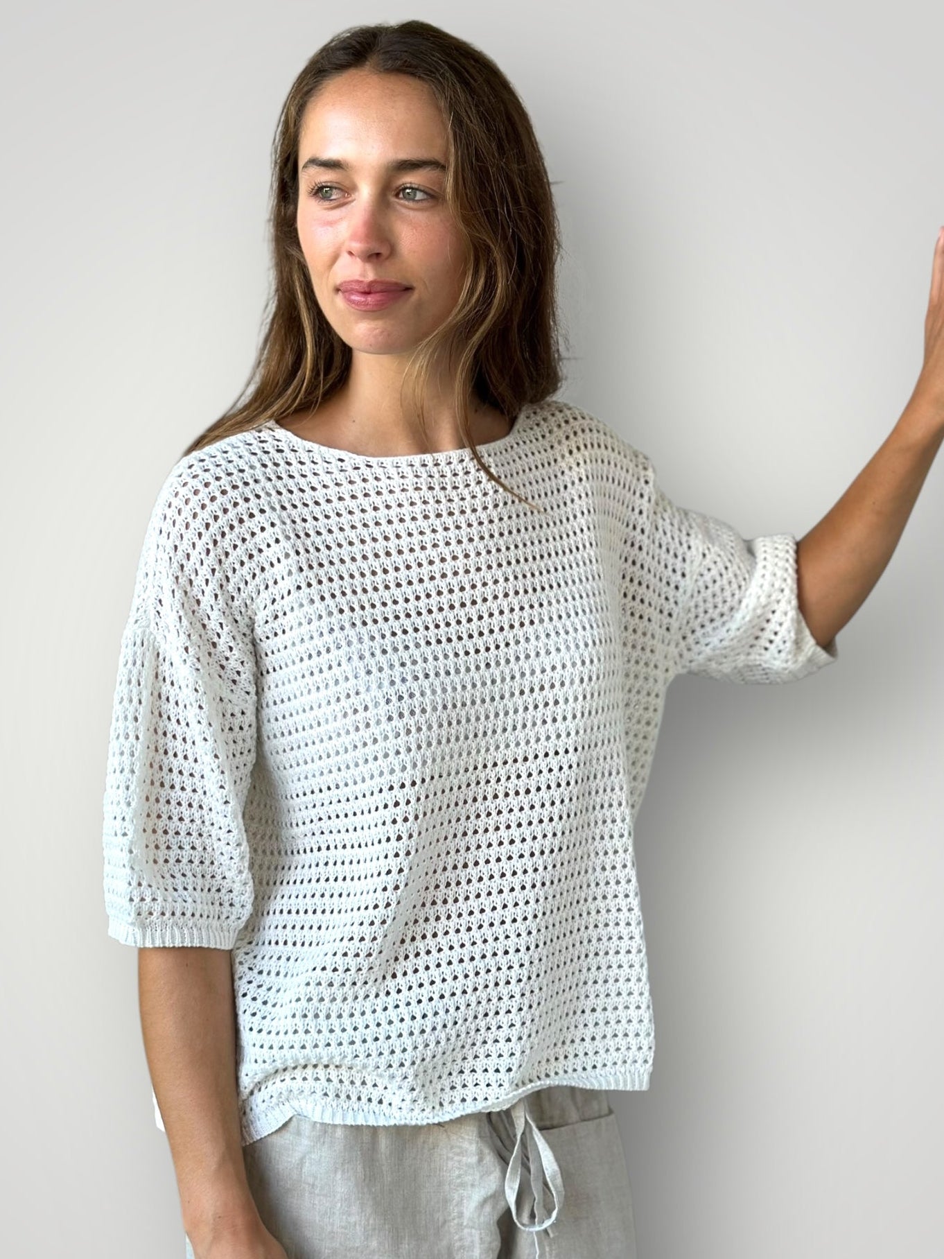 alex top - white cotton pointelle Apparel