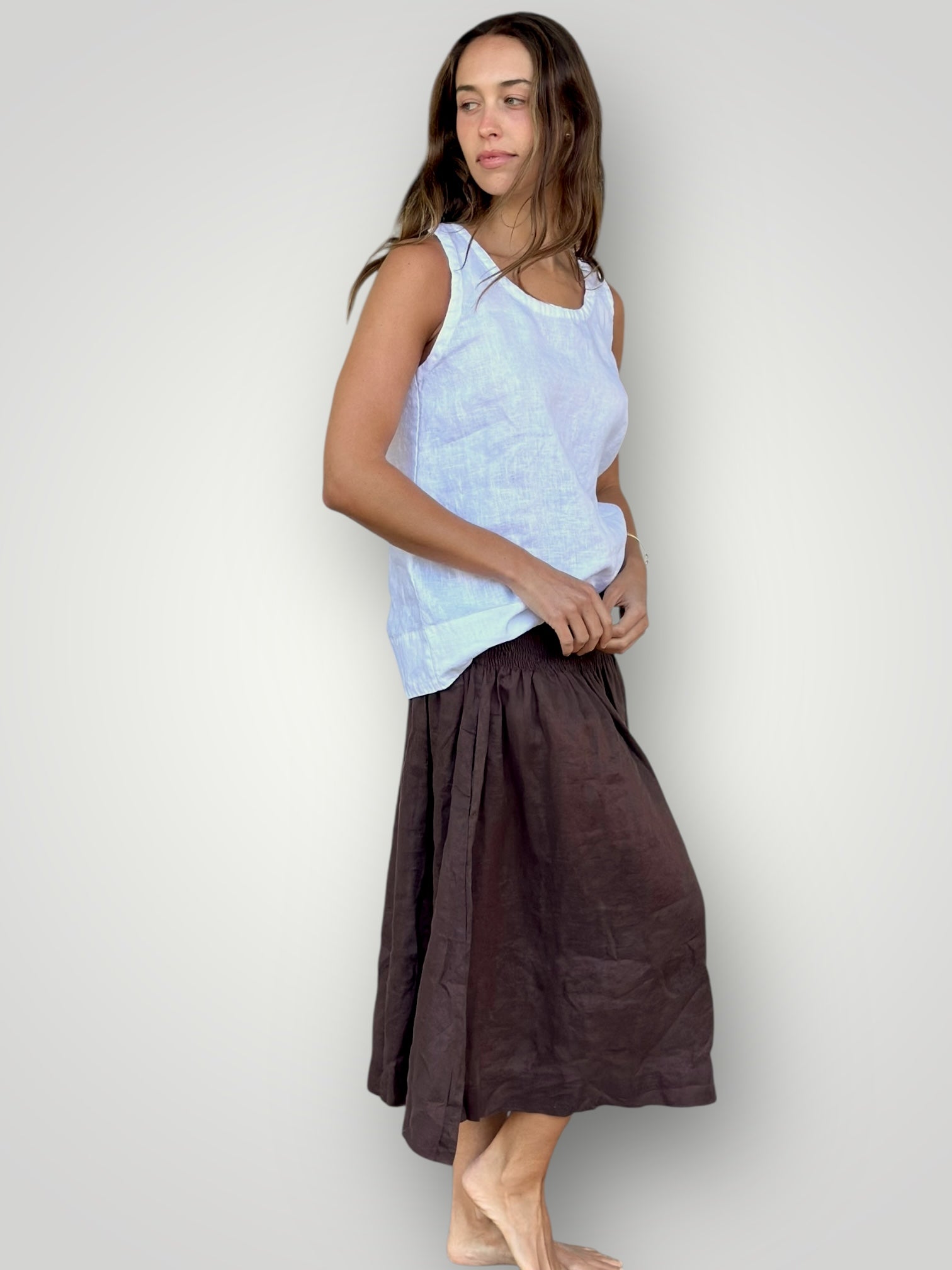 lola skirt - chocolate linen Apparel