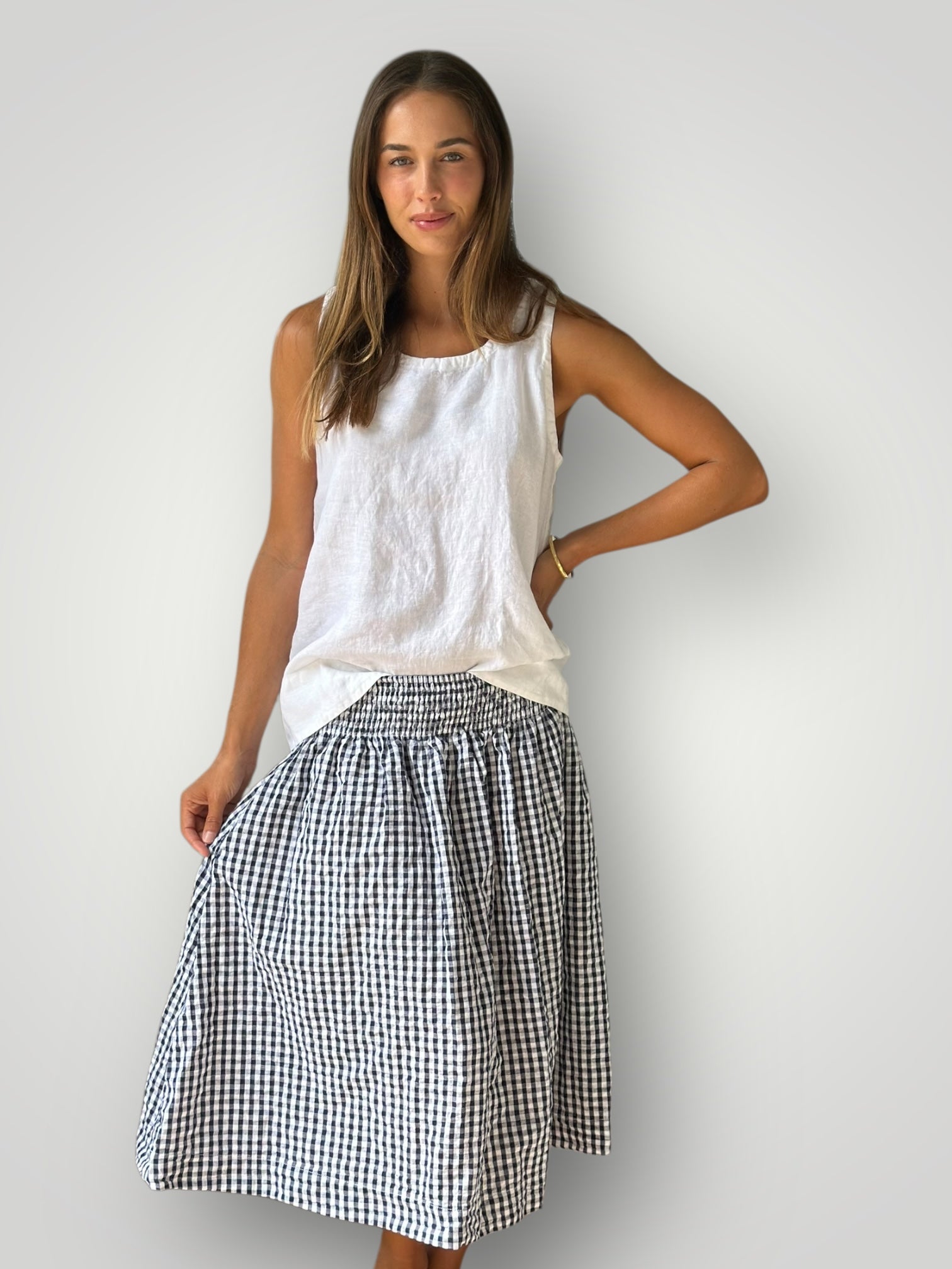 lola skirt-navy/white gingham Apparel