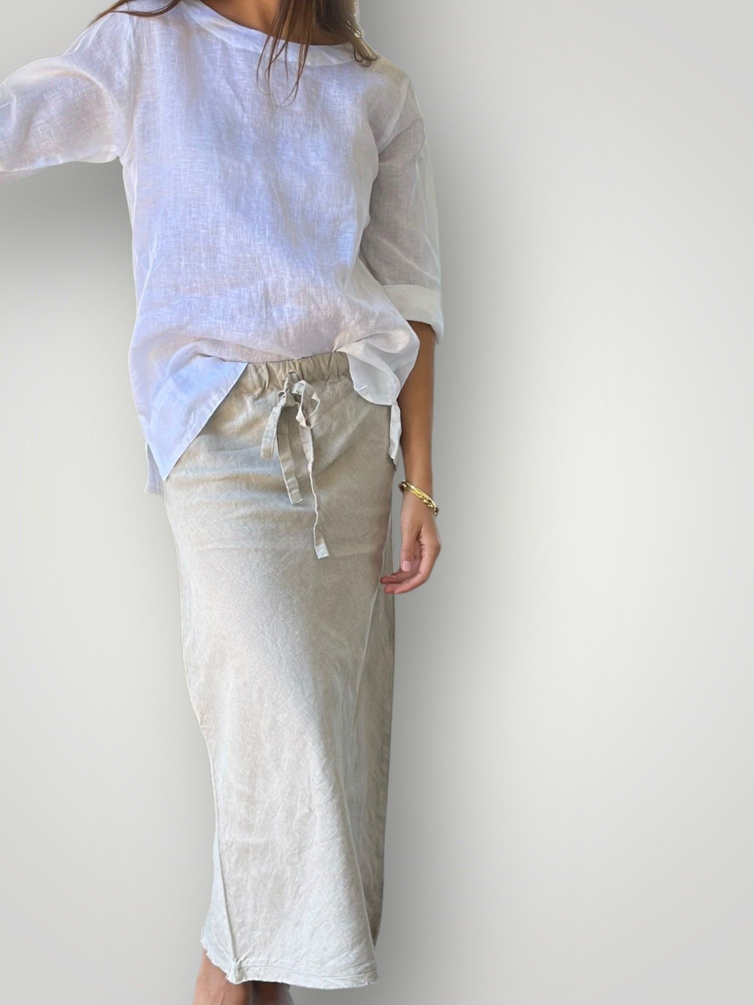 anthea skirt-natural linen Apparel