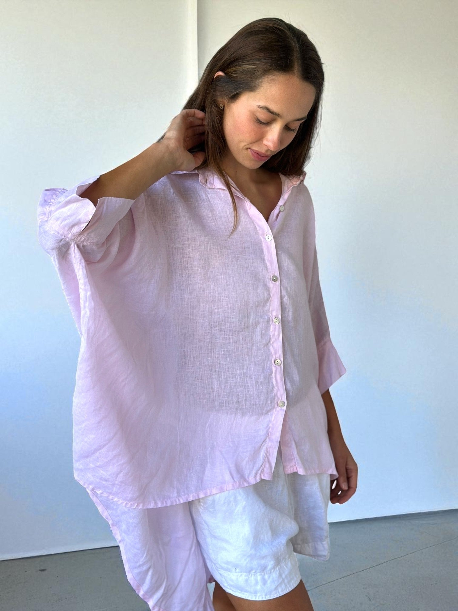 issey shirt - soft pink linen