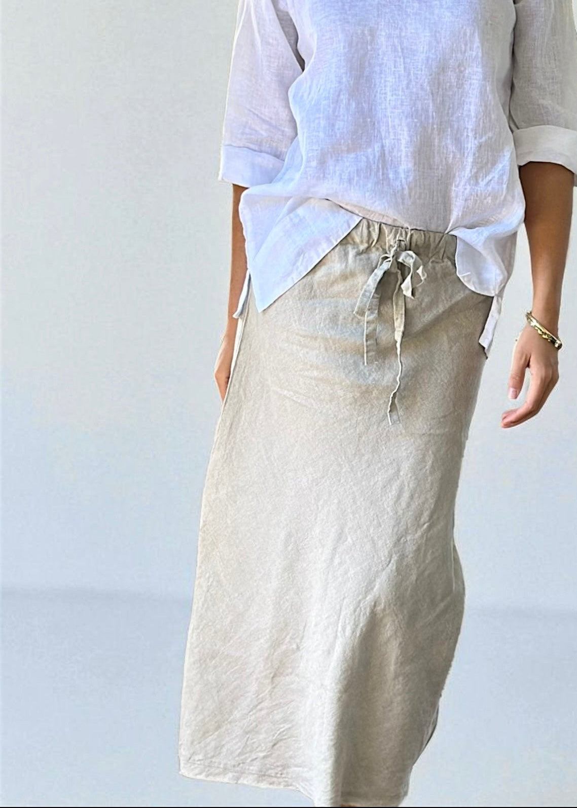 anthea skirt-natural linen Apparel