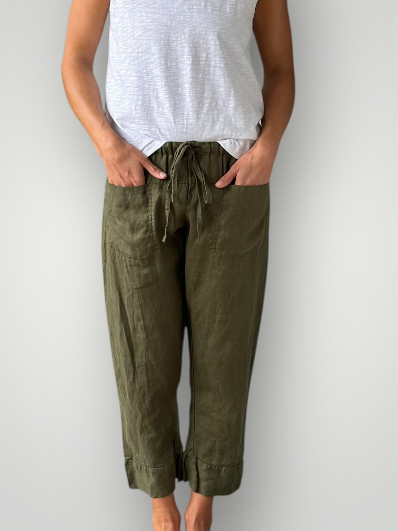 darcy pants - army linen Apparel