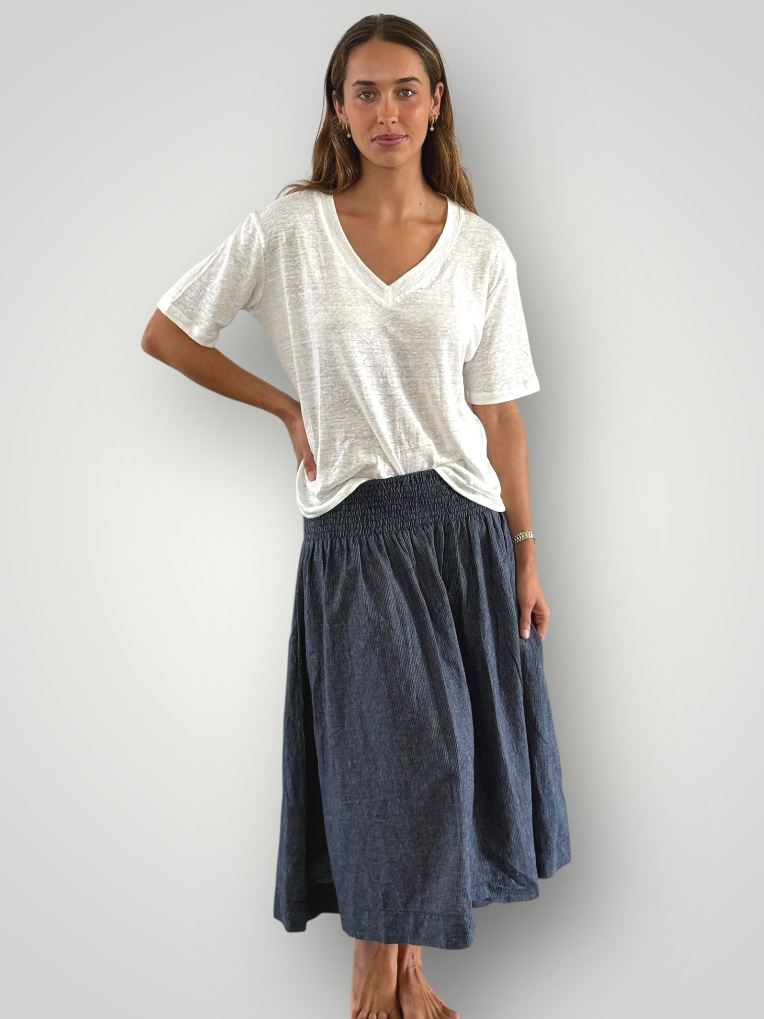 lola skirt - fine navy stripe Apparel
