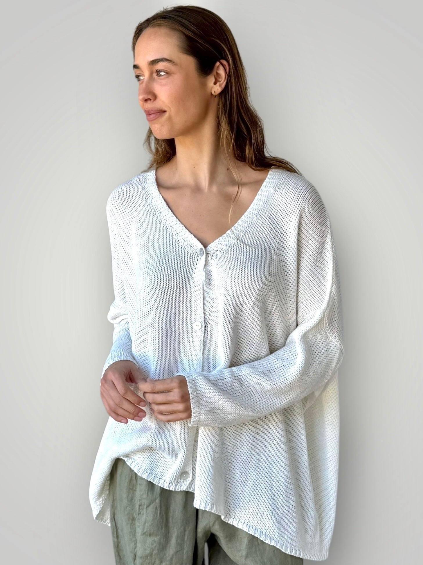 stella cardi- warm white cotton knit Apparel