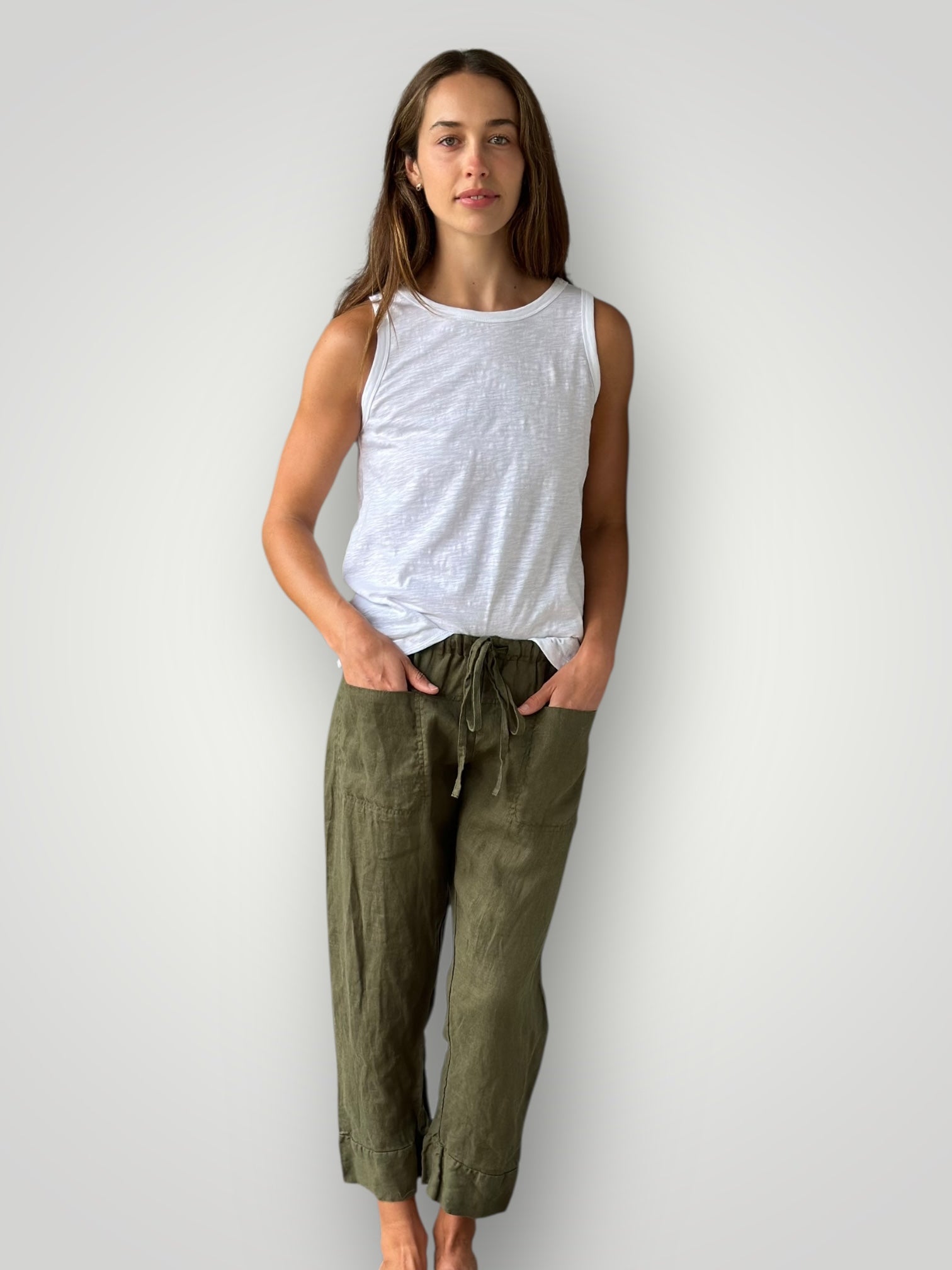 darcy pants - army linen Apparel