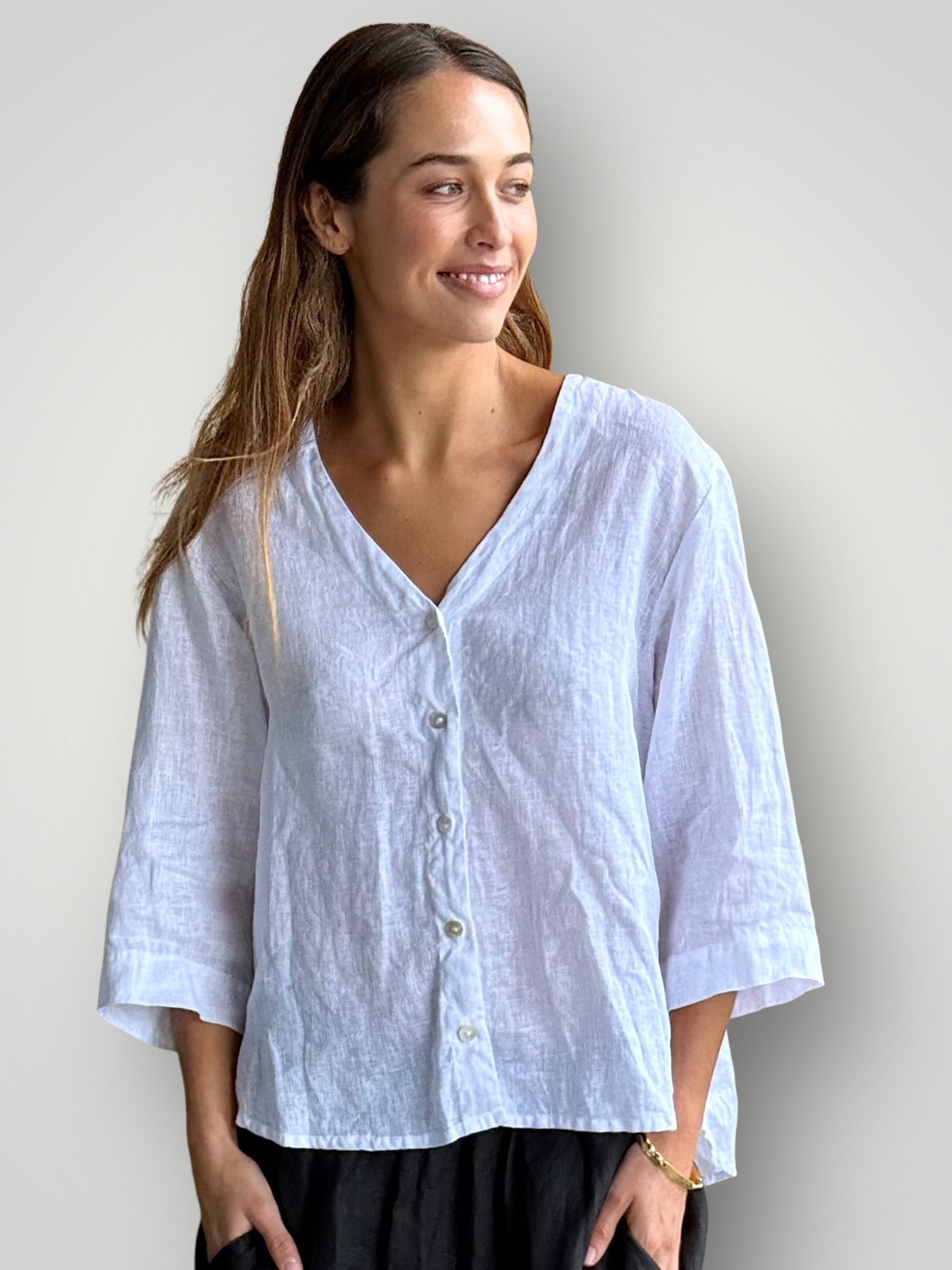 raine shirt - white linen Apparel