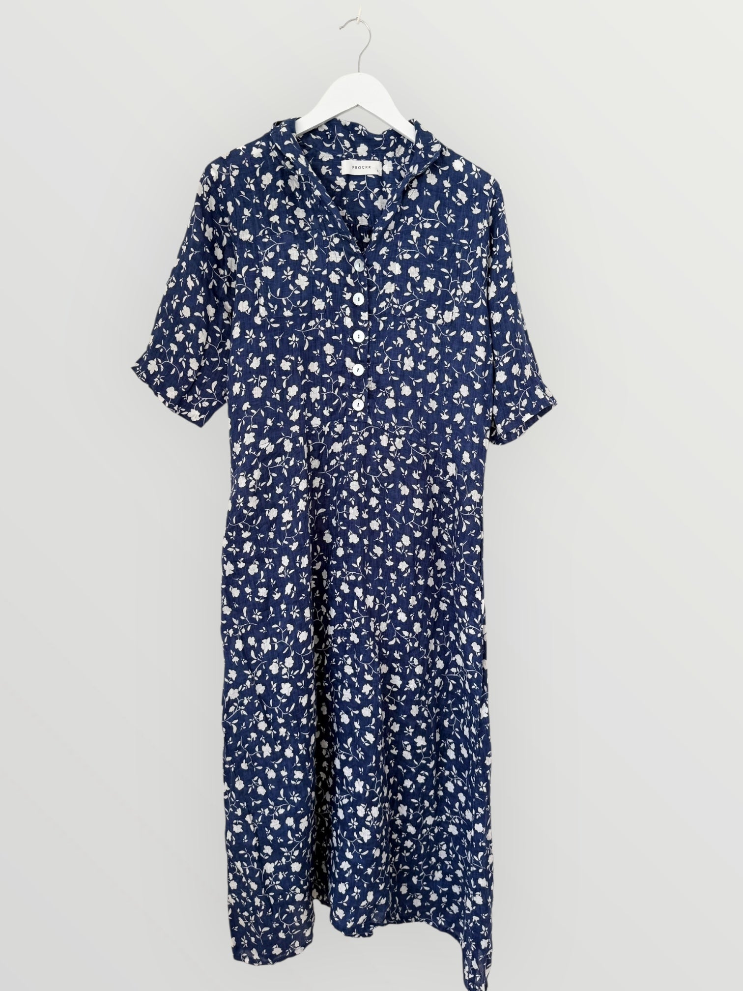 bridget dress - blue dusk floral linen Apparel