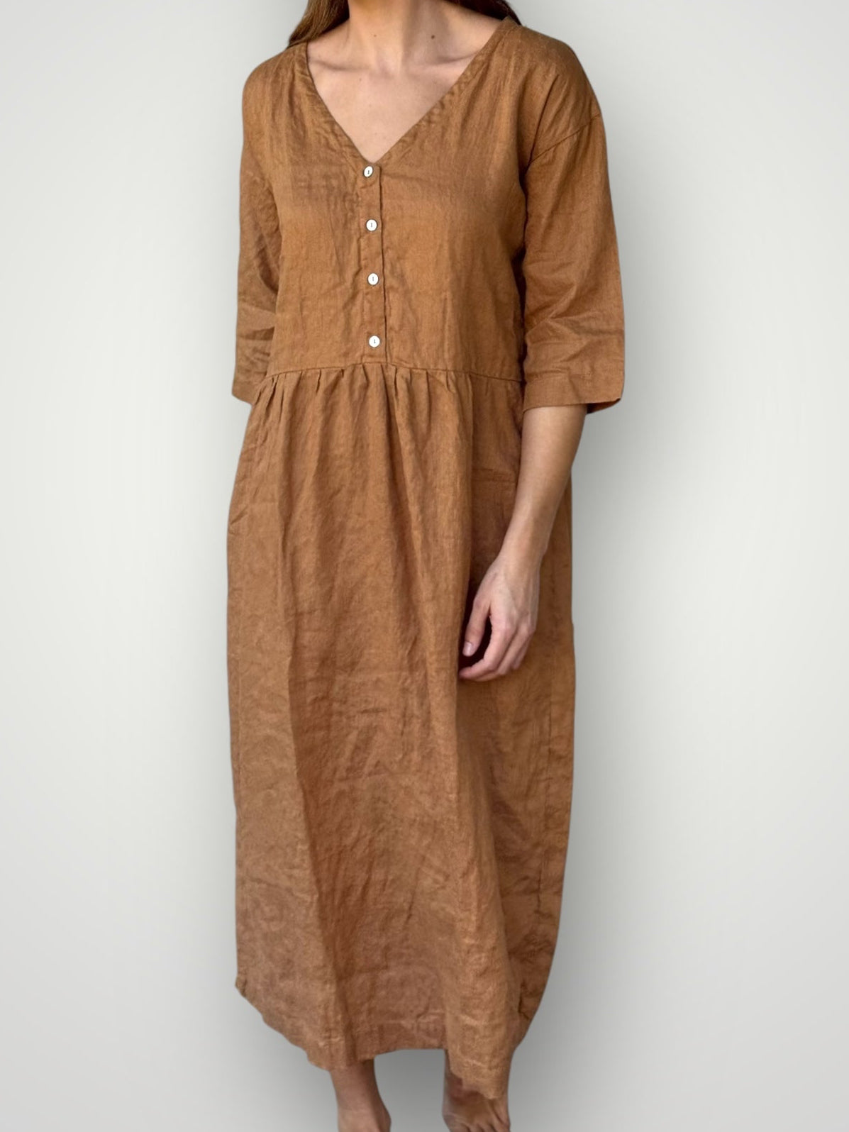 heidi dress - caramel linen Apparel