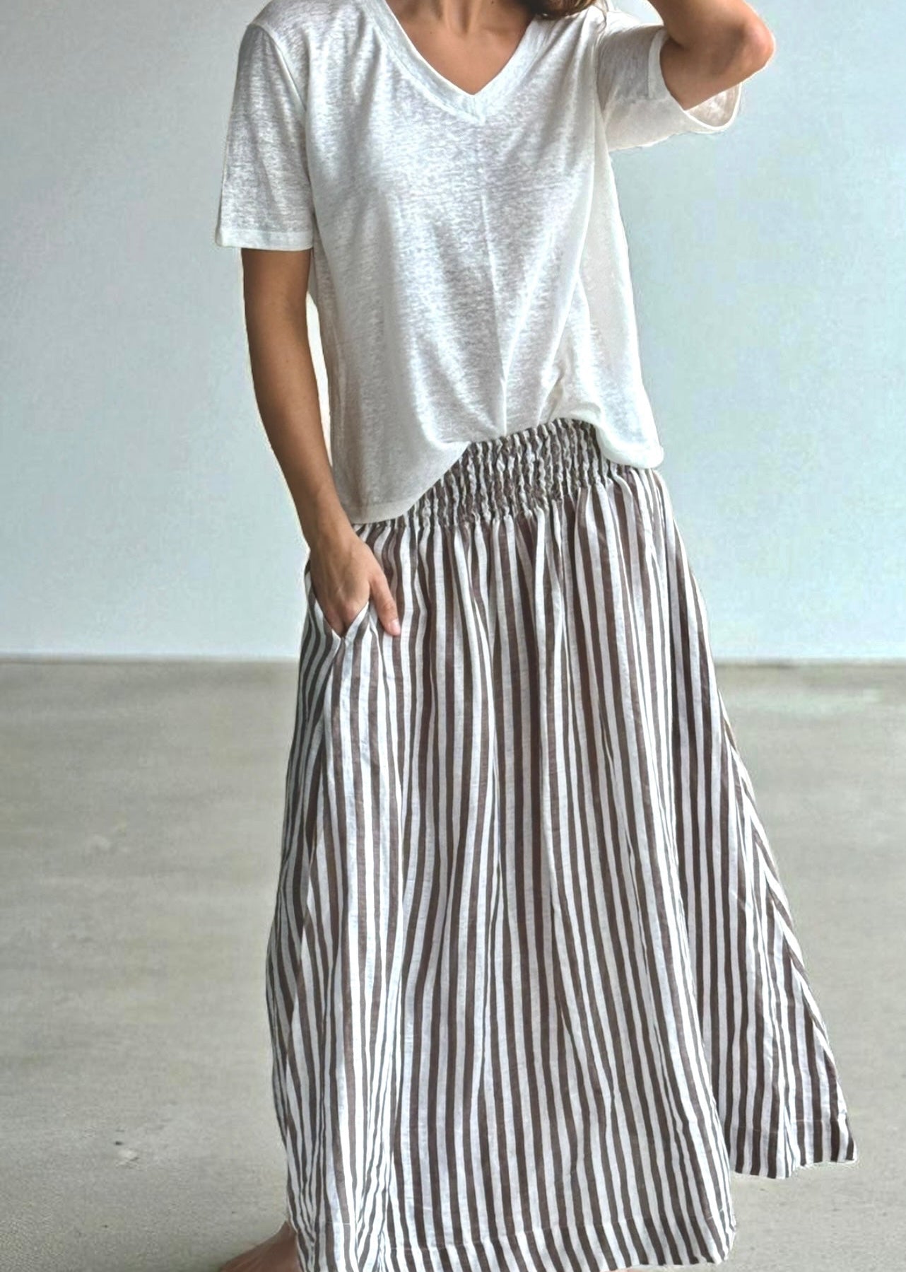 lulu skirt - soil stripe linen Apparel