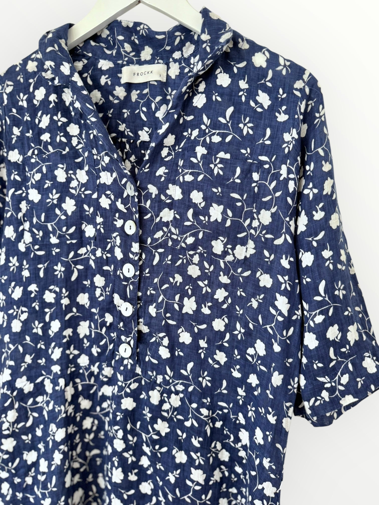bridget dress - blue dusk floral linen Apparel