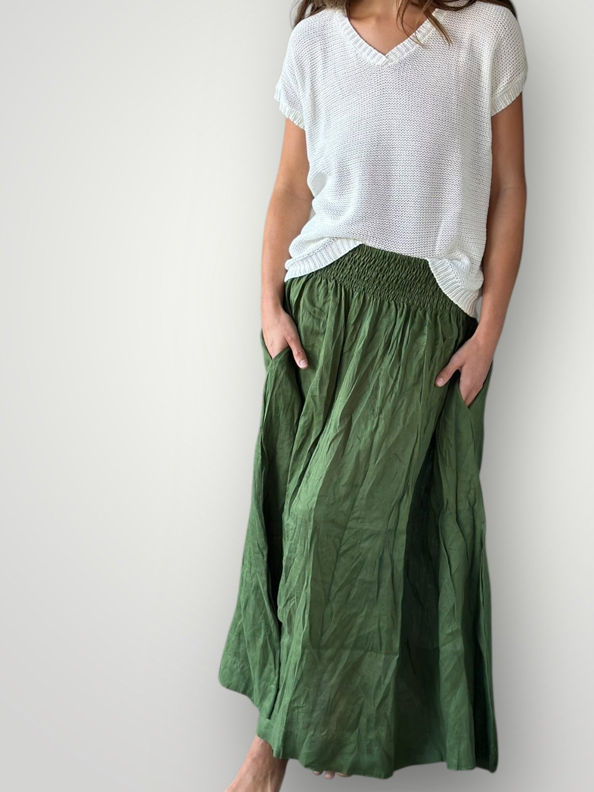 lulu skirt - moss linen Apparel