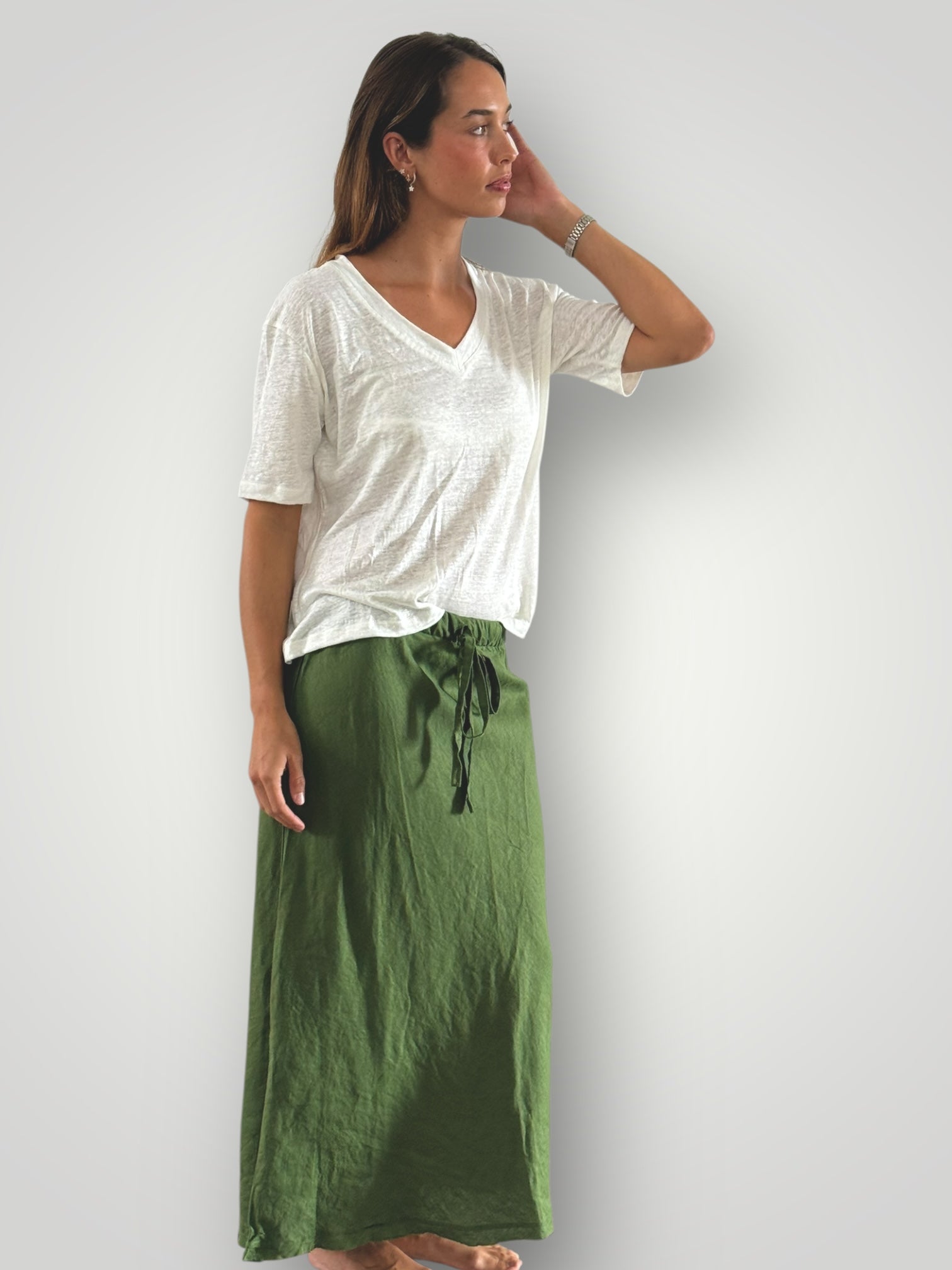 anthea skirt - moss linen Apparel