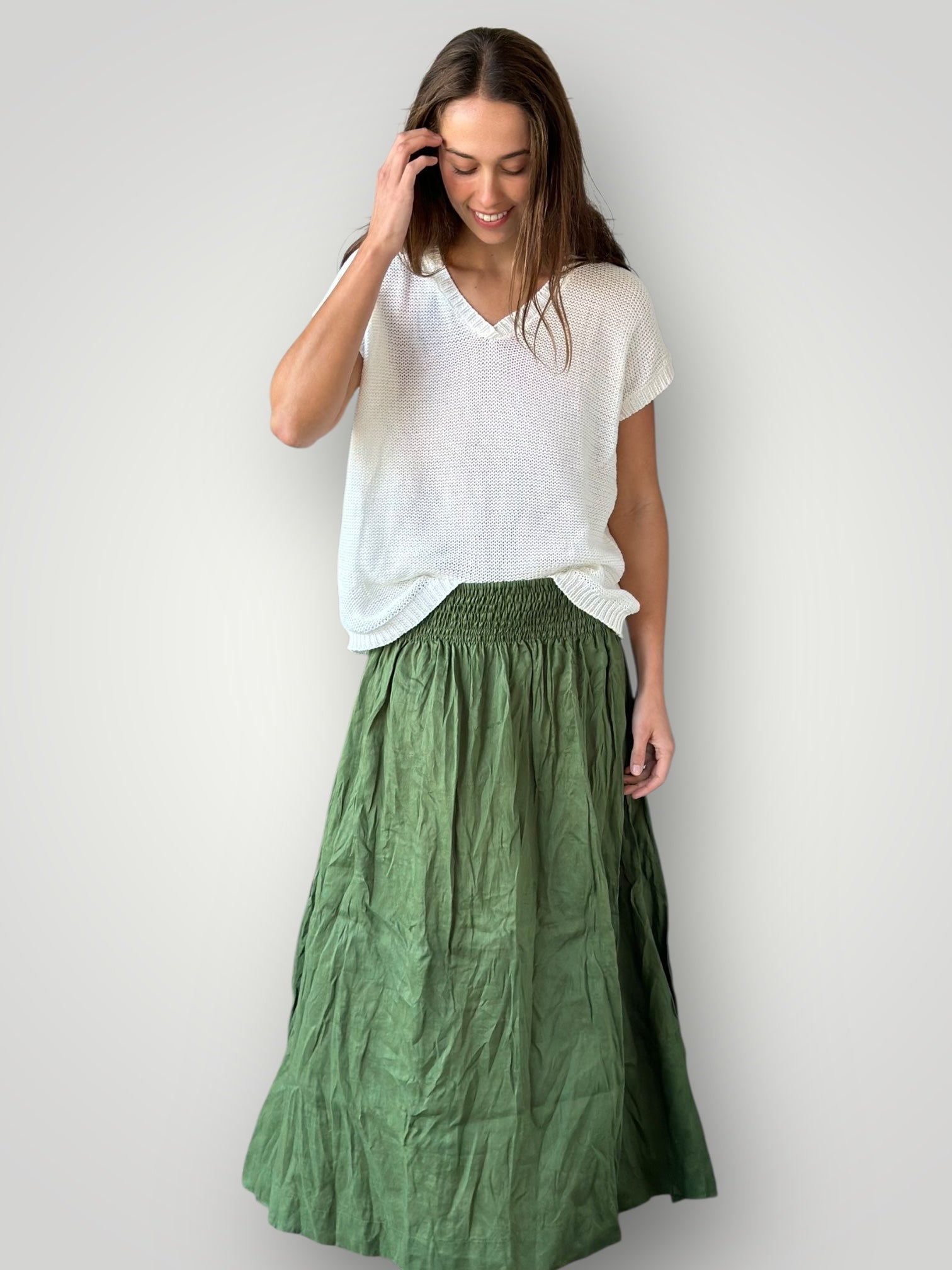 lulu skirt - moss linen Apparel