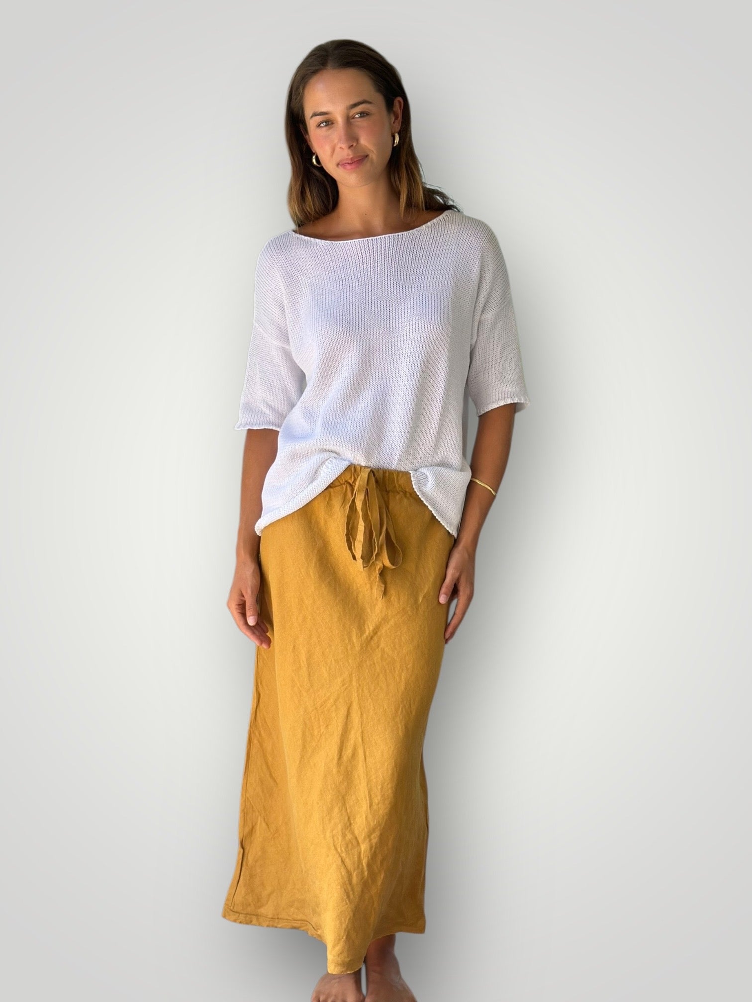 anthea skirt-turmeric linen Apparel