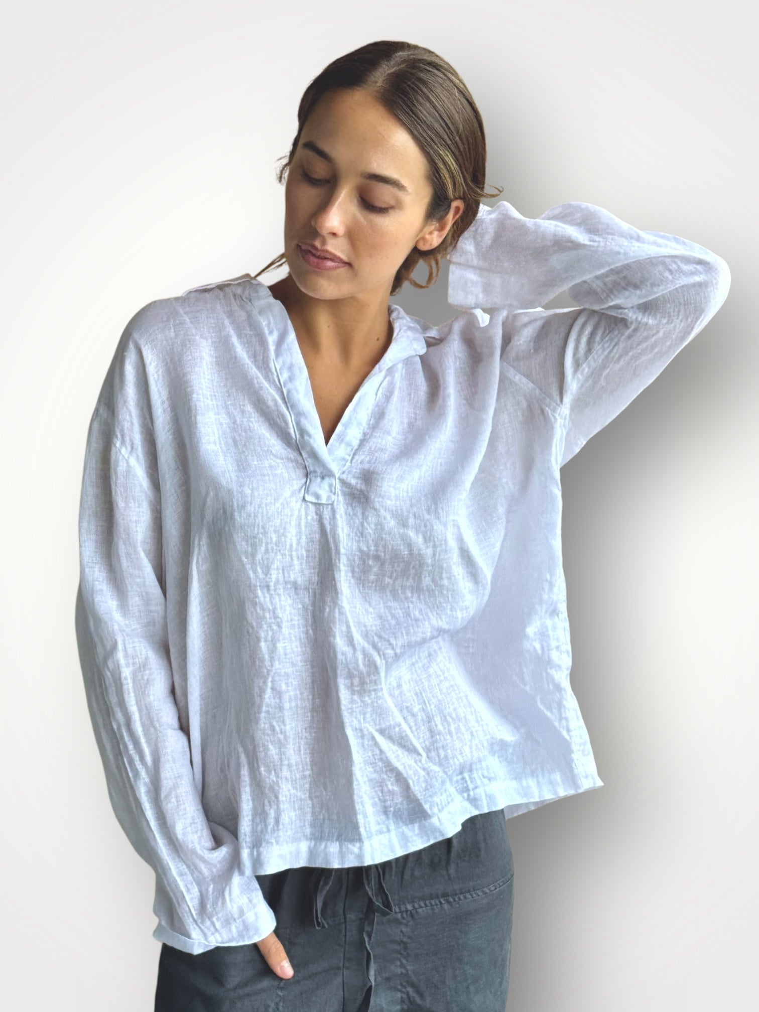 sybil top - white linen