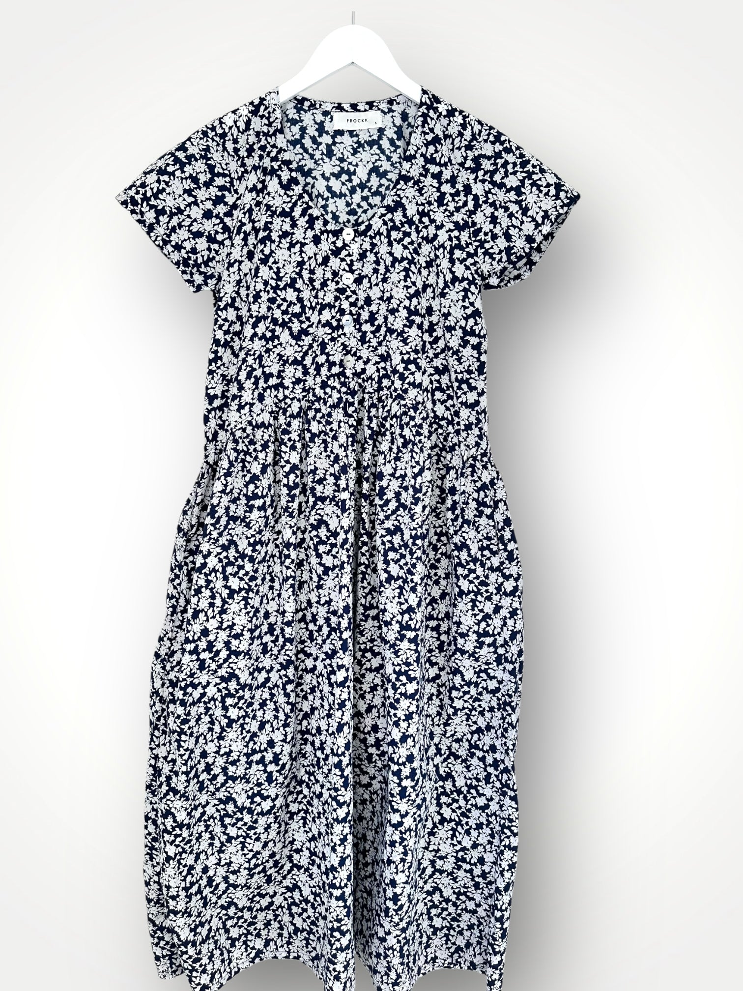 audrey dress - navy flower cotton Apparel