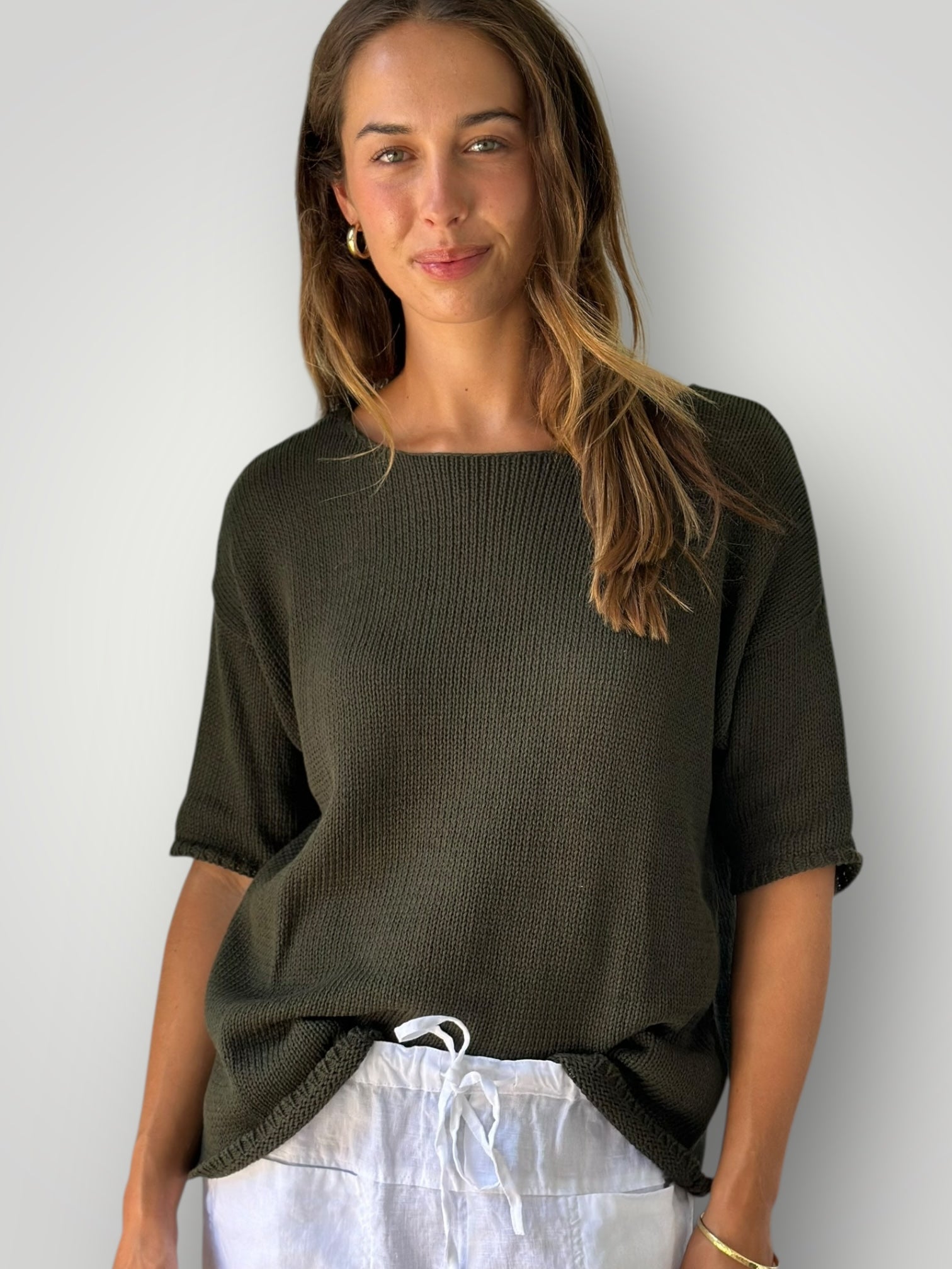 alex top - army cotton knit Apparel