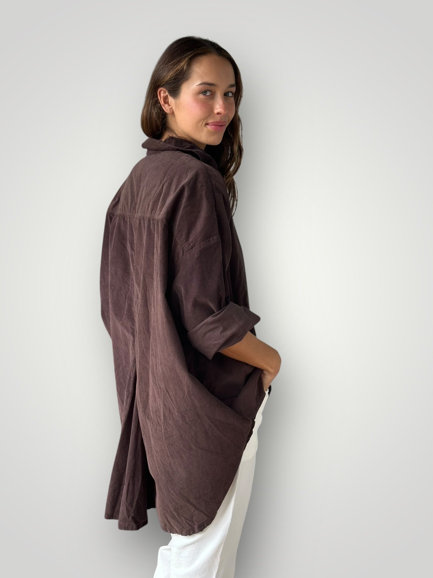 megan shirt - chocolate cord Apparel