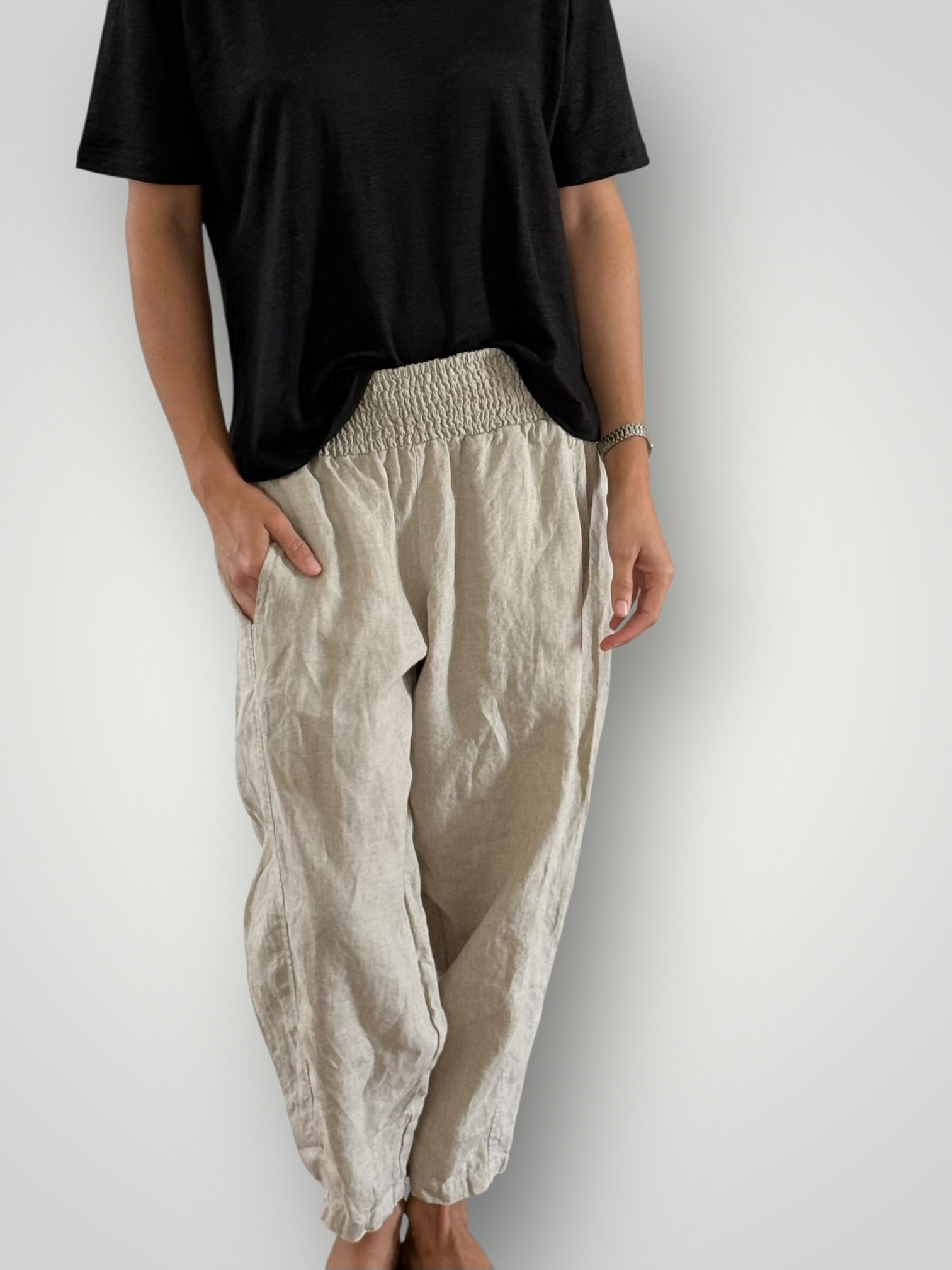 frankie pants - natural linen Apparel
