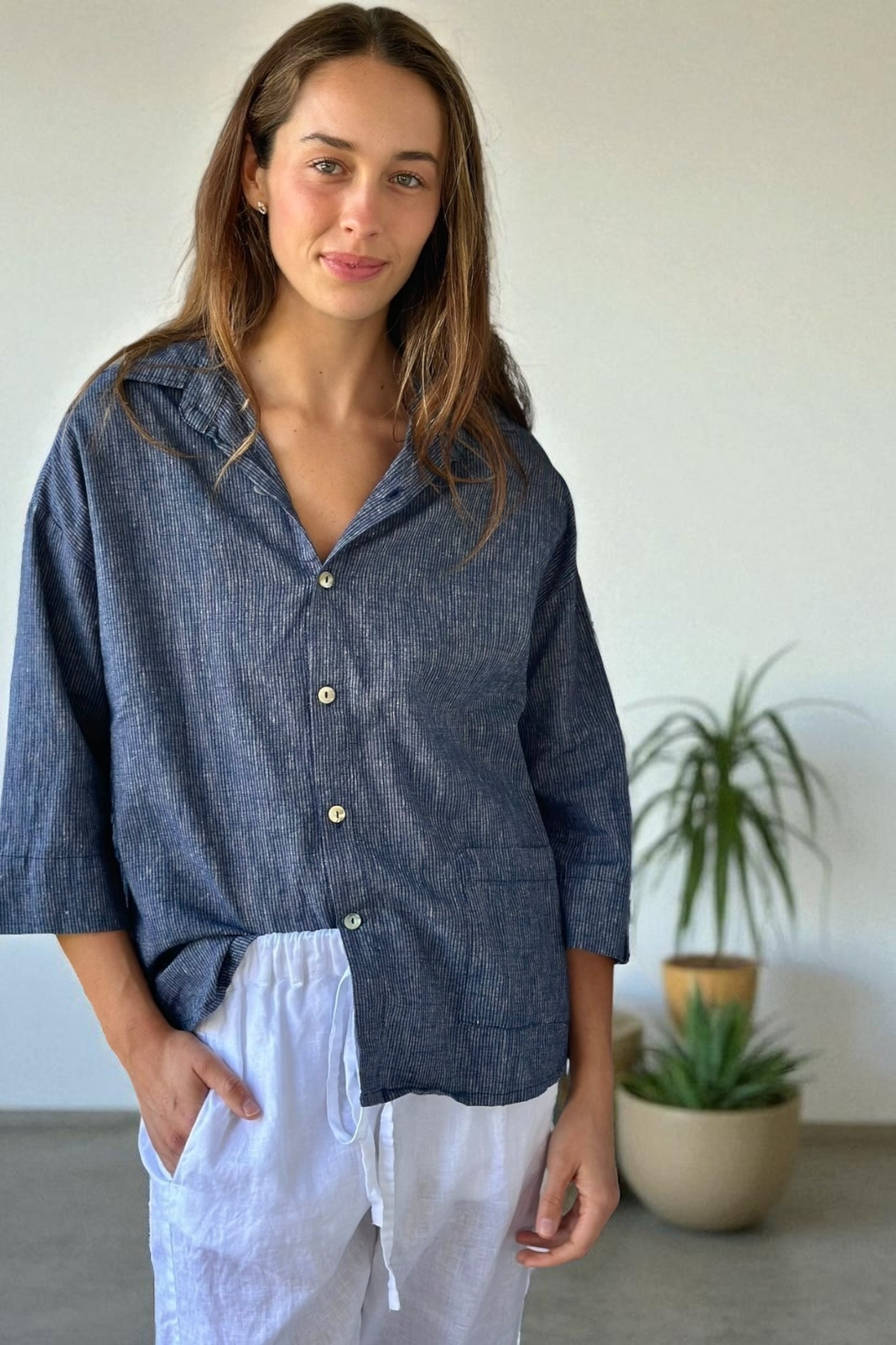 deanna shirt - fine navy stripe Apparel