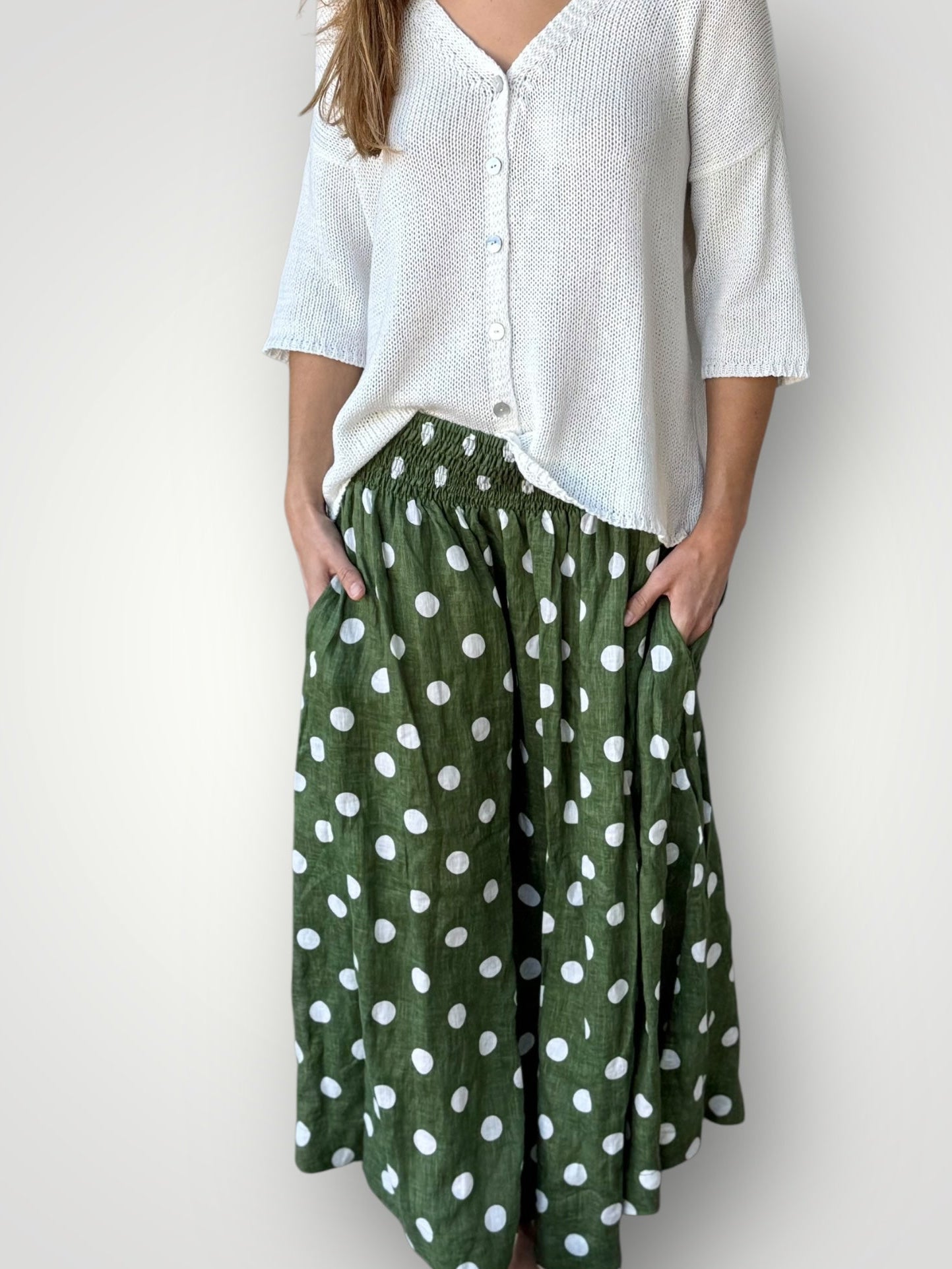 lulu skirt-moss spot linen Apparel