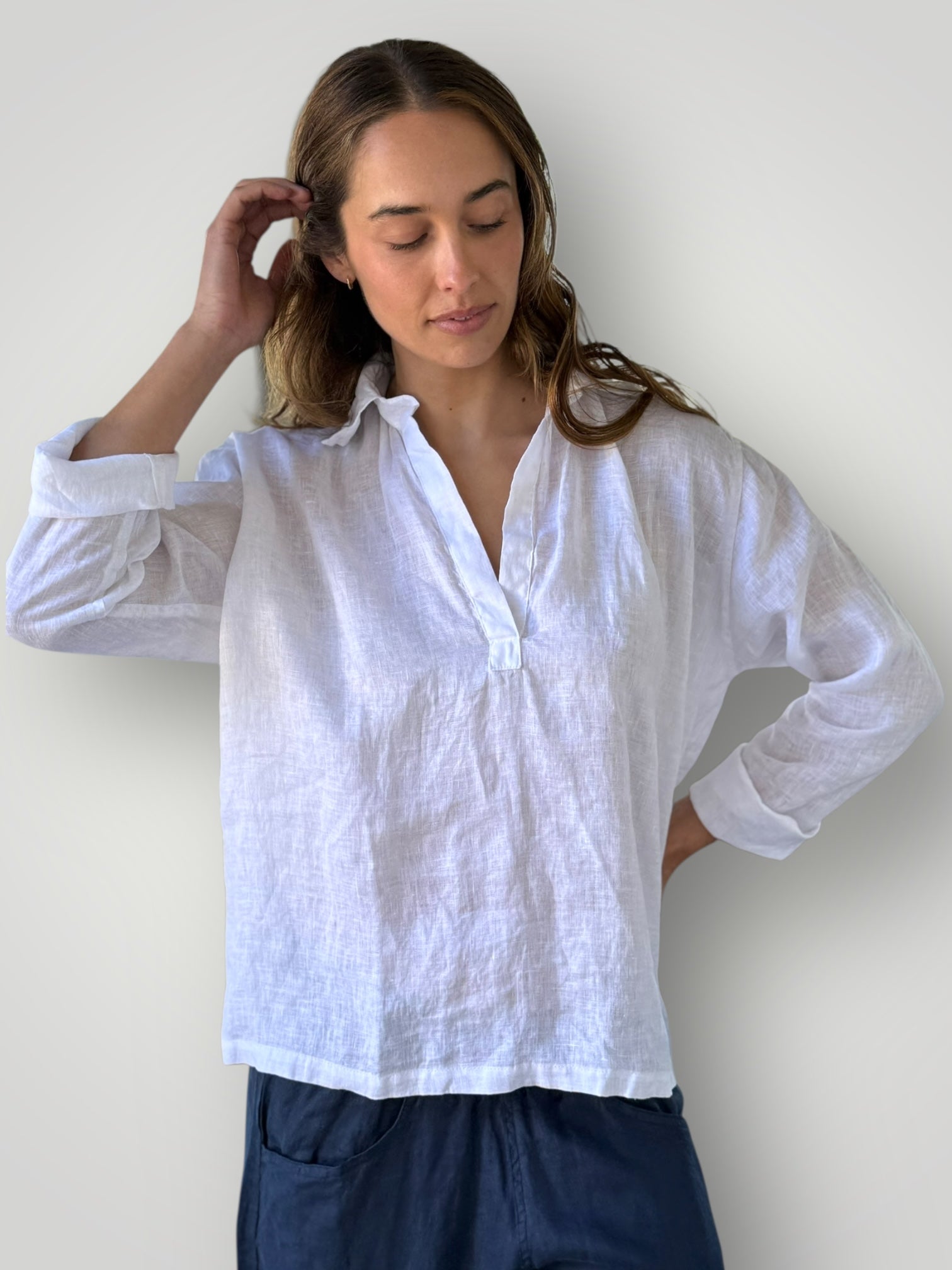 sybil top - white linen Apparel