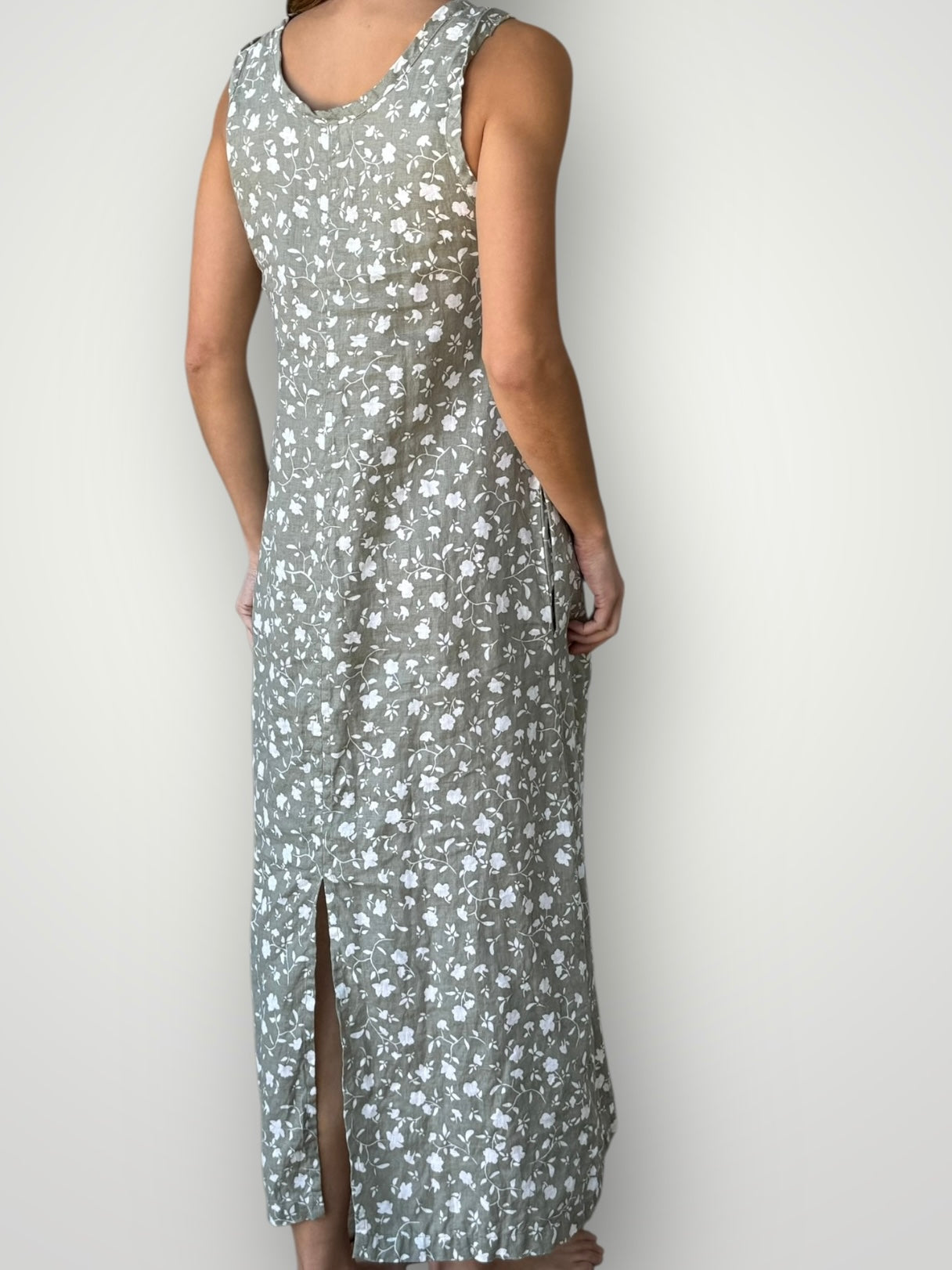 imogen dress-sage floral linen