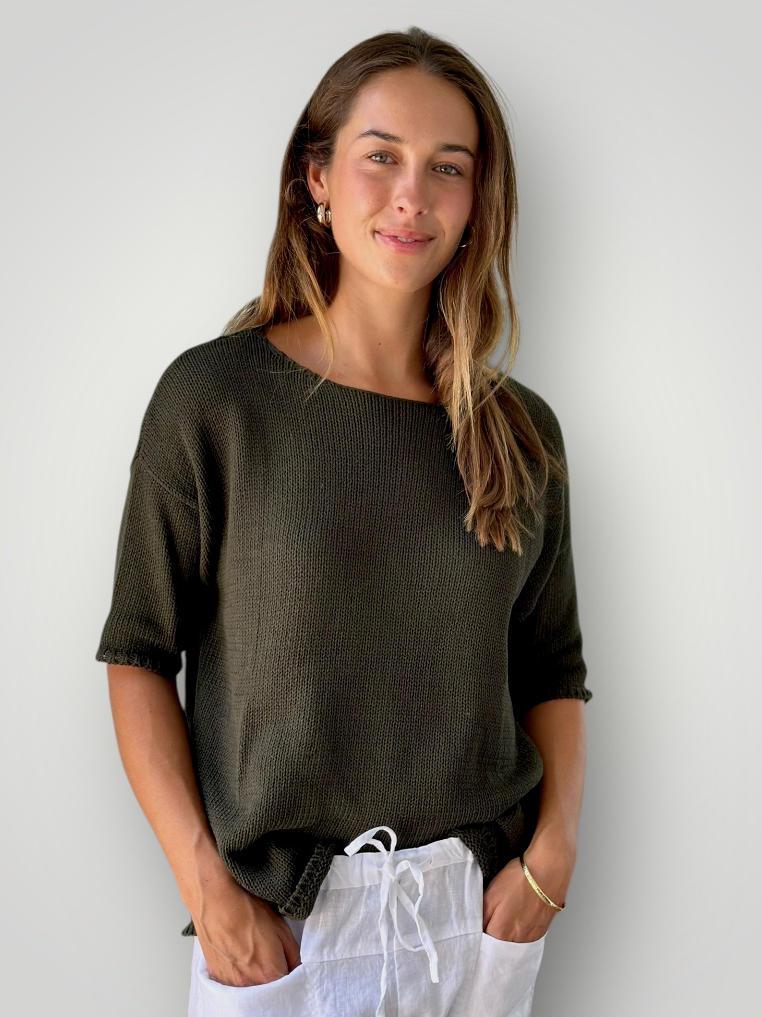 alex top - army cotton knit Apparel