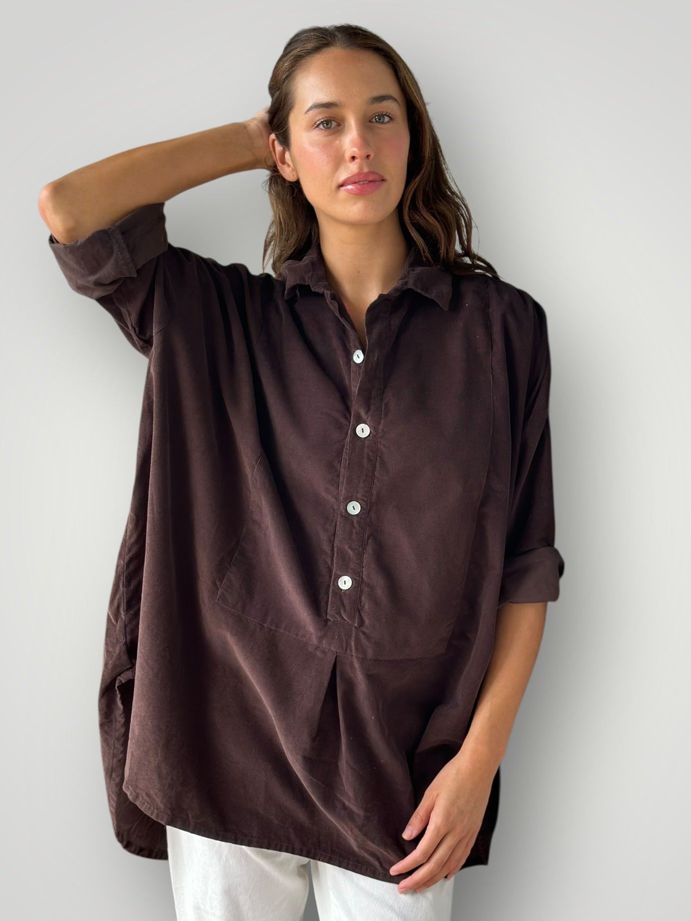 megan shirt - chocolate cord Apparel