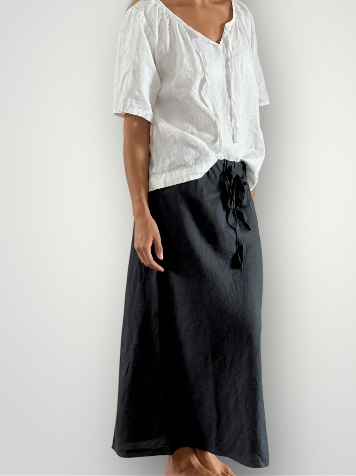 anthea skirt - charcoal linen Apparel