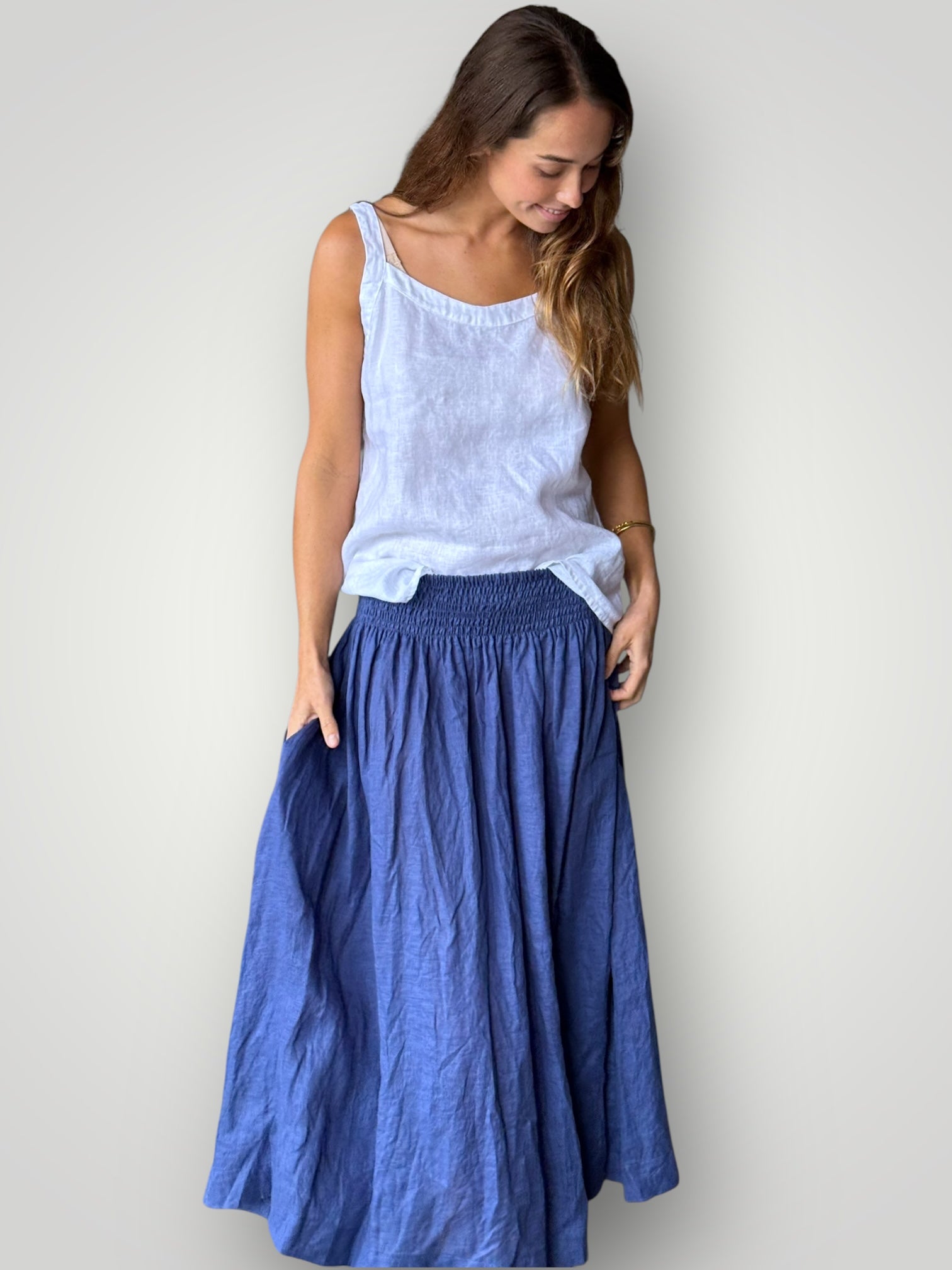 lulu skirt - blue dusk linen Apparel