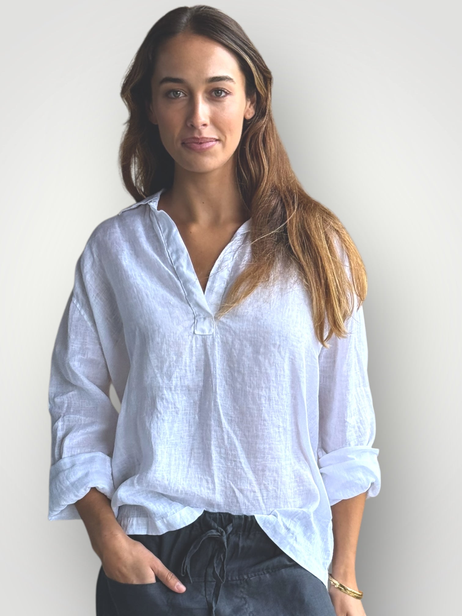 sybil top - white linen