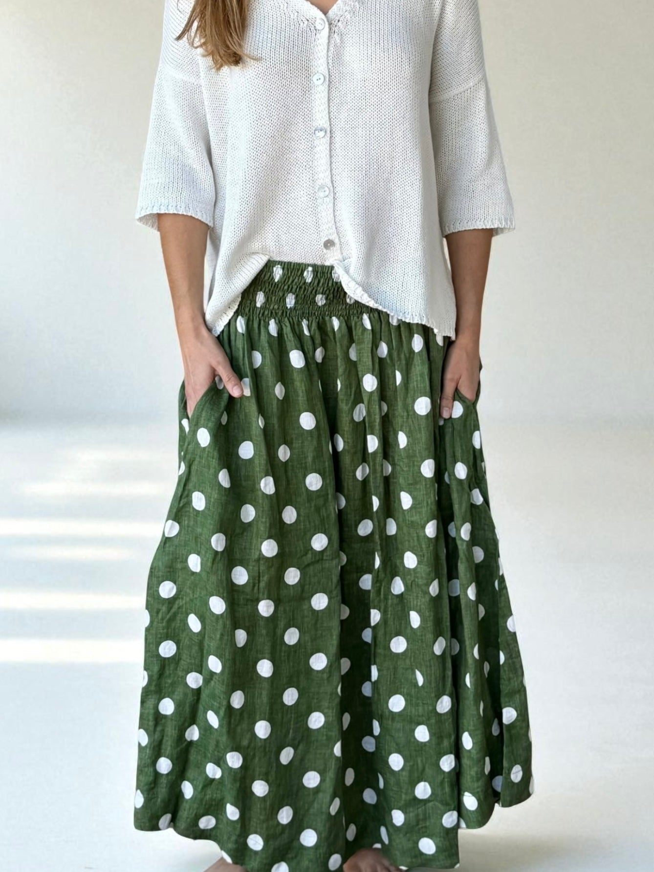 lulu skirt-moss spot linen Apparel