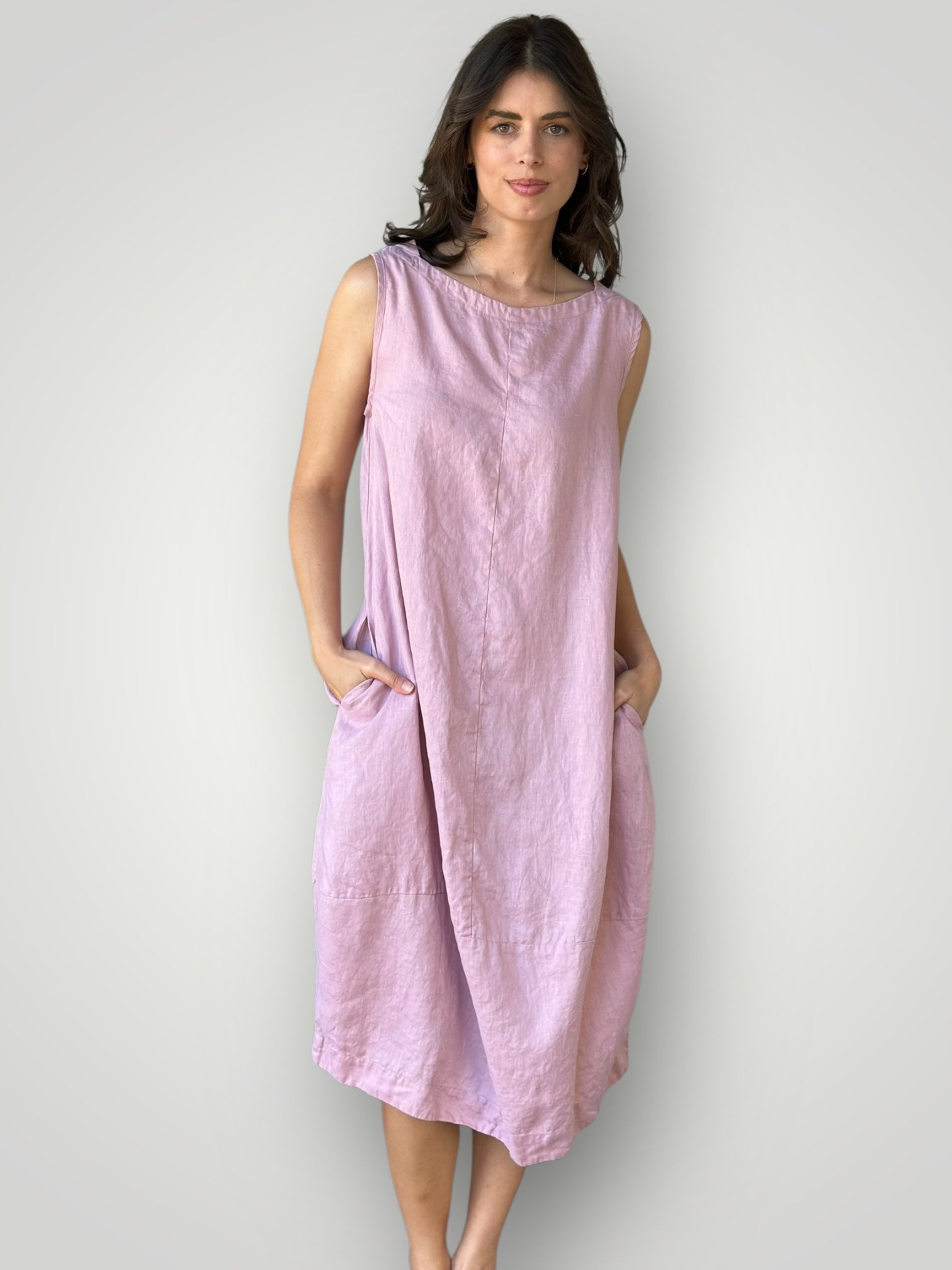 adele dress - dusty rose linen Apparel