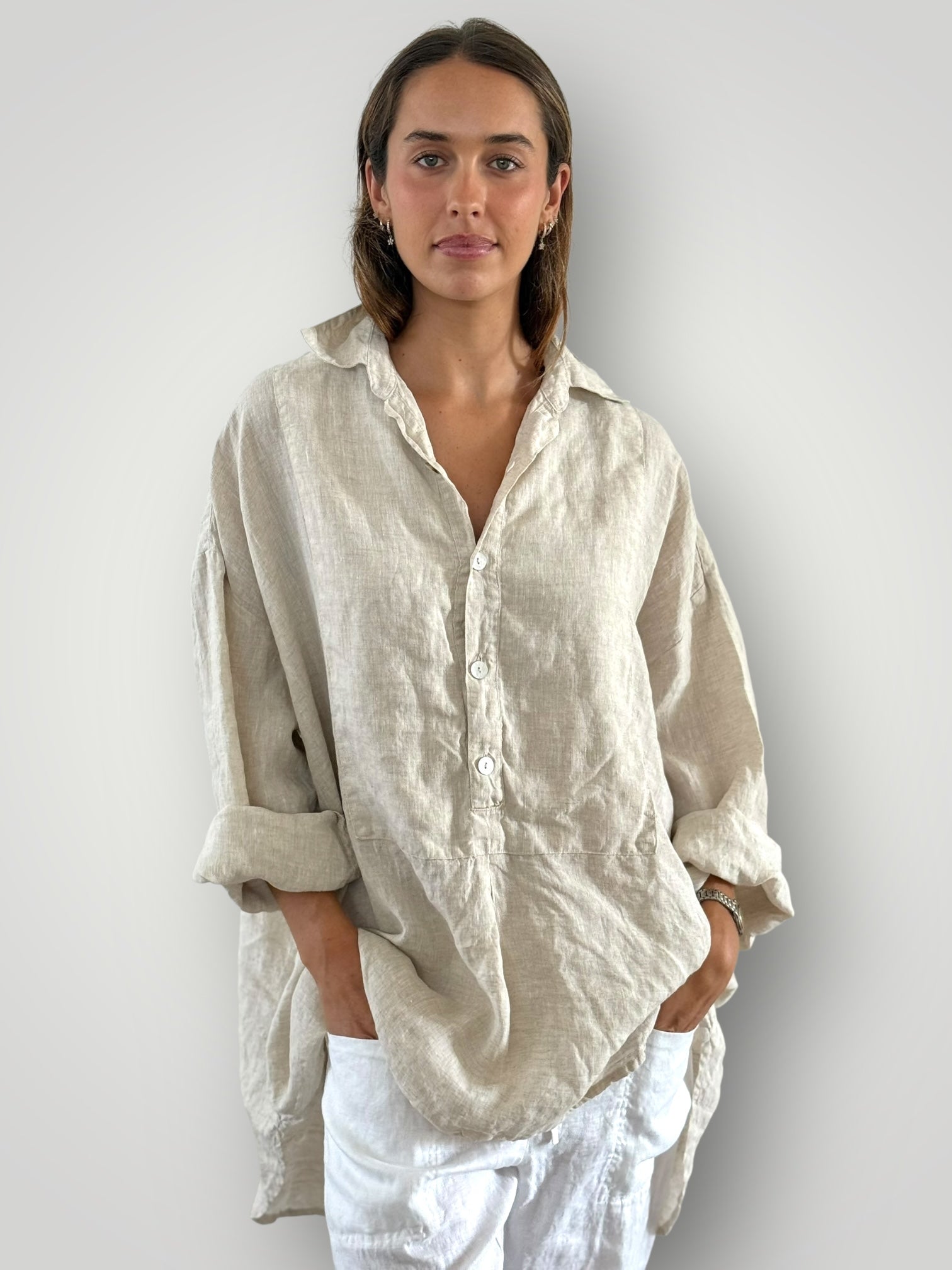 megan shirt - natural linen Apparel