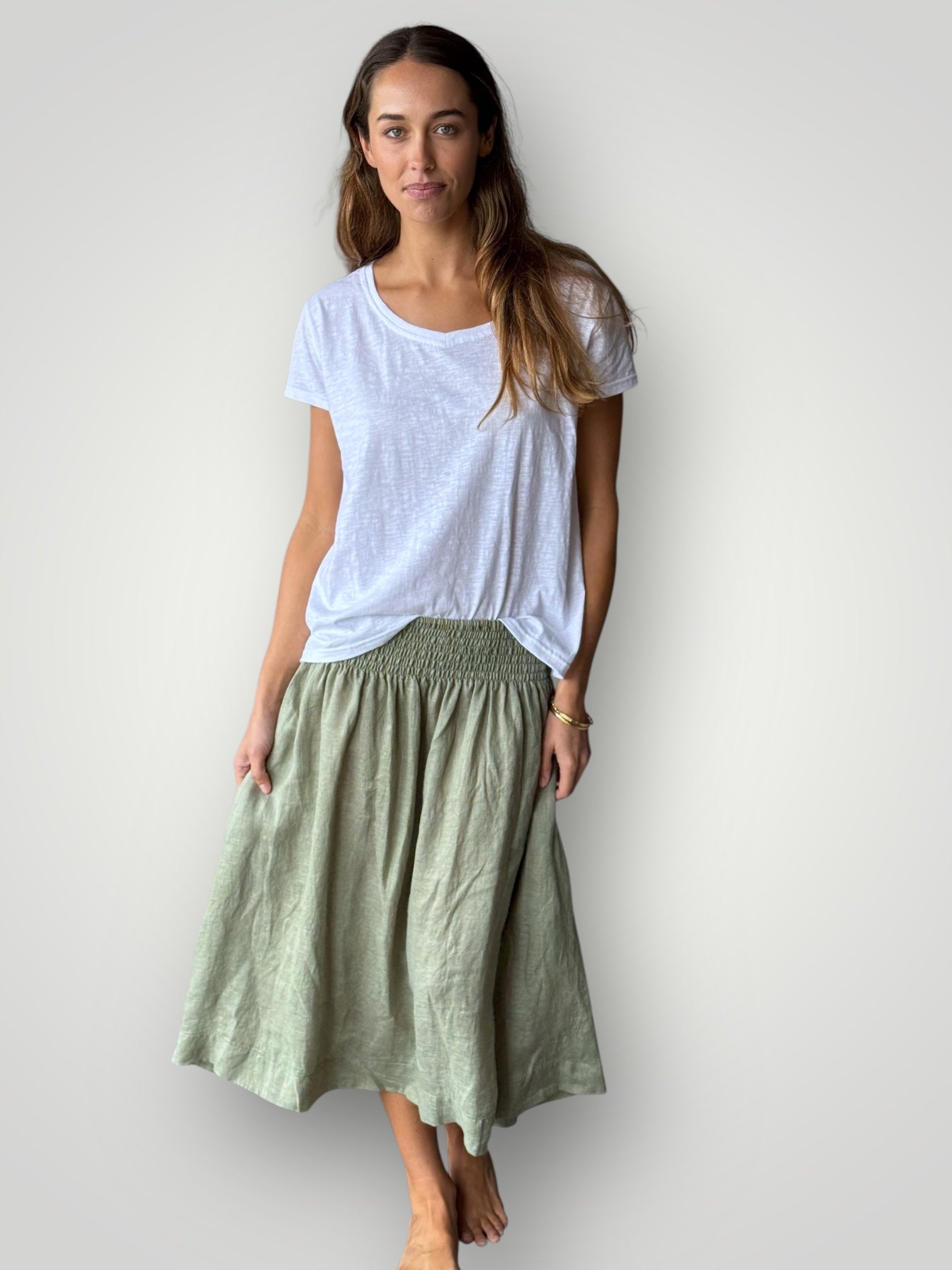 lola skirt - sage linen Apparel