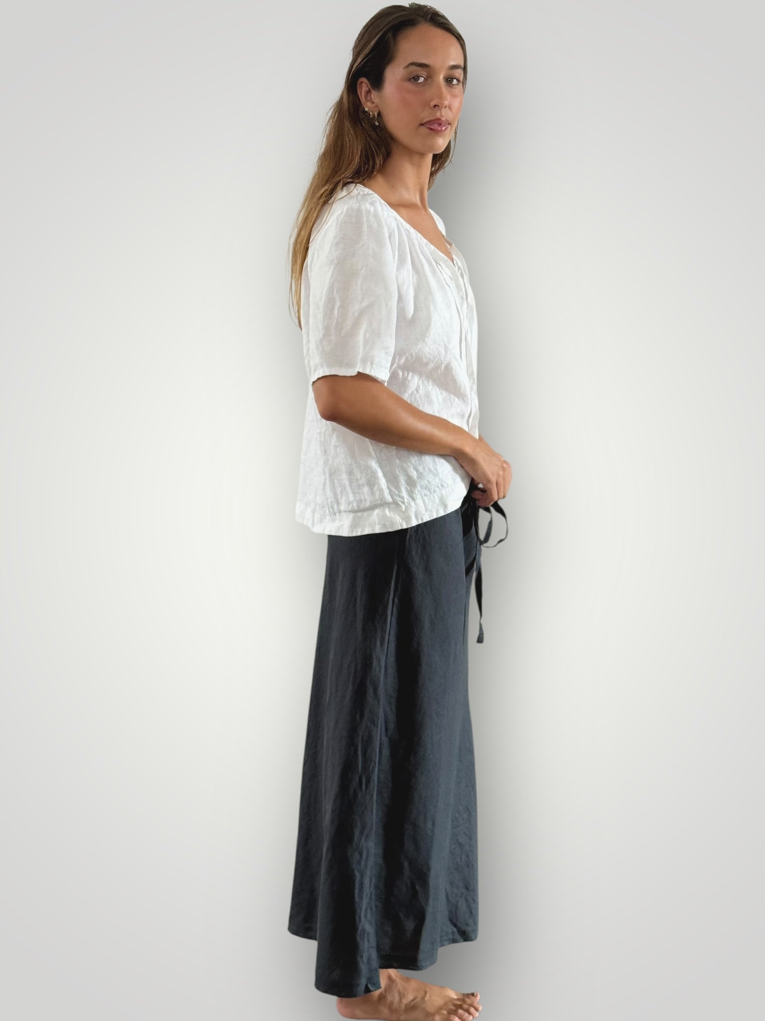 anthea skirt - charcoal linen Apparel
