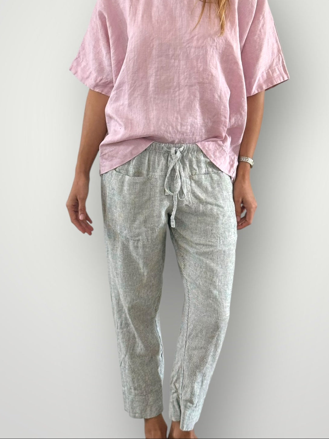 darcy pants - fine grey stripe linen Apparel