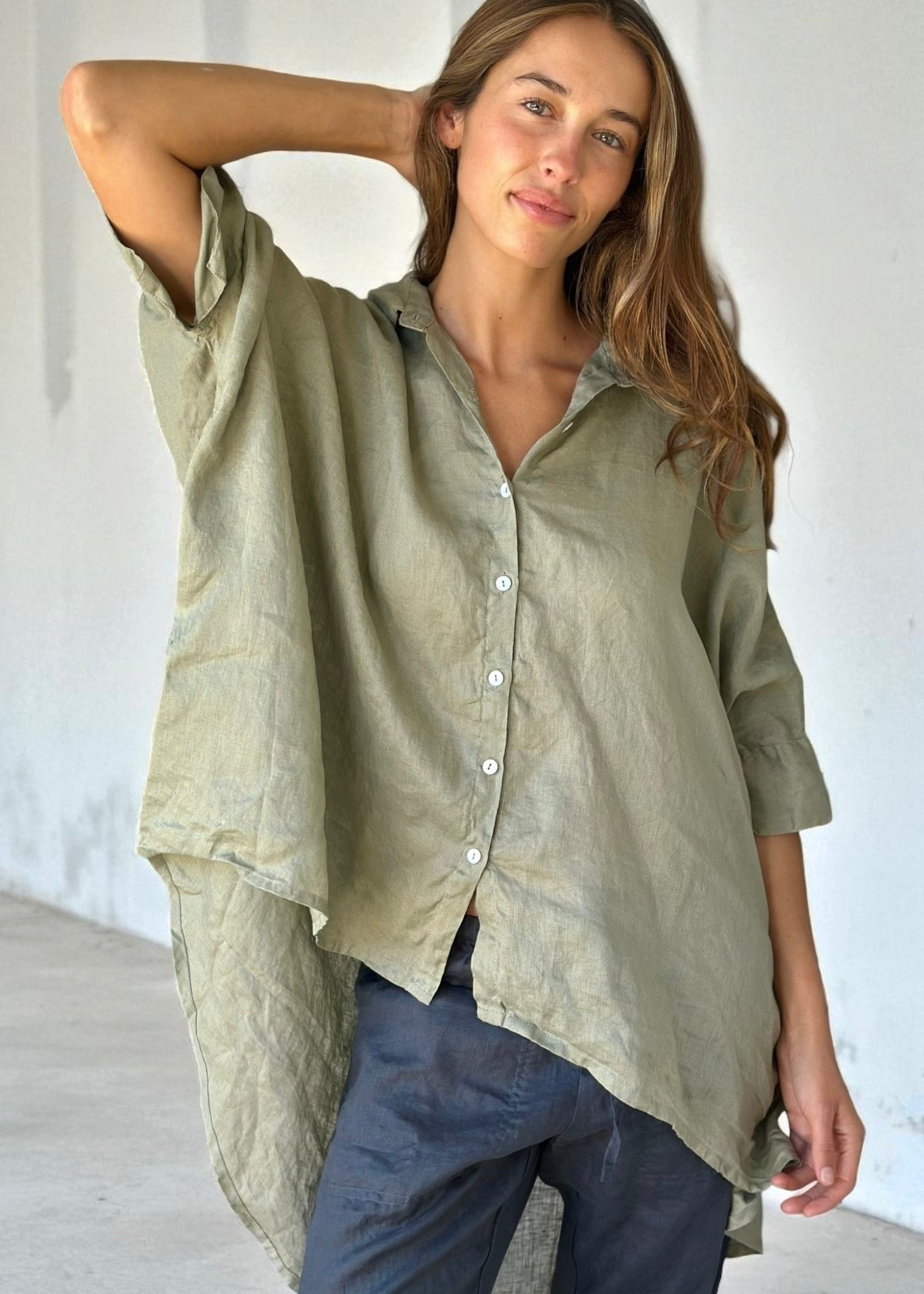issey shirt - sage linen Apparel