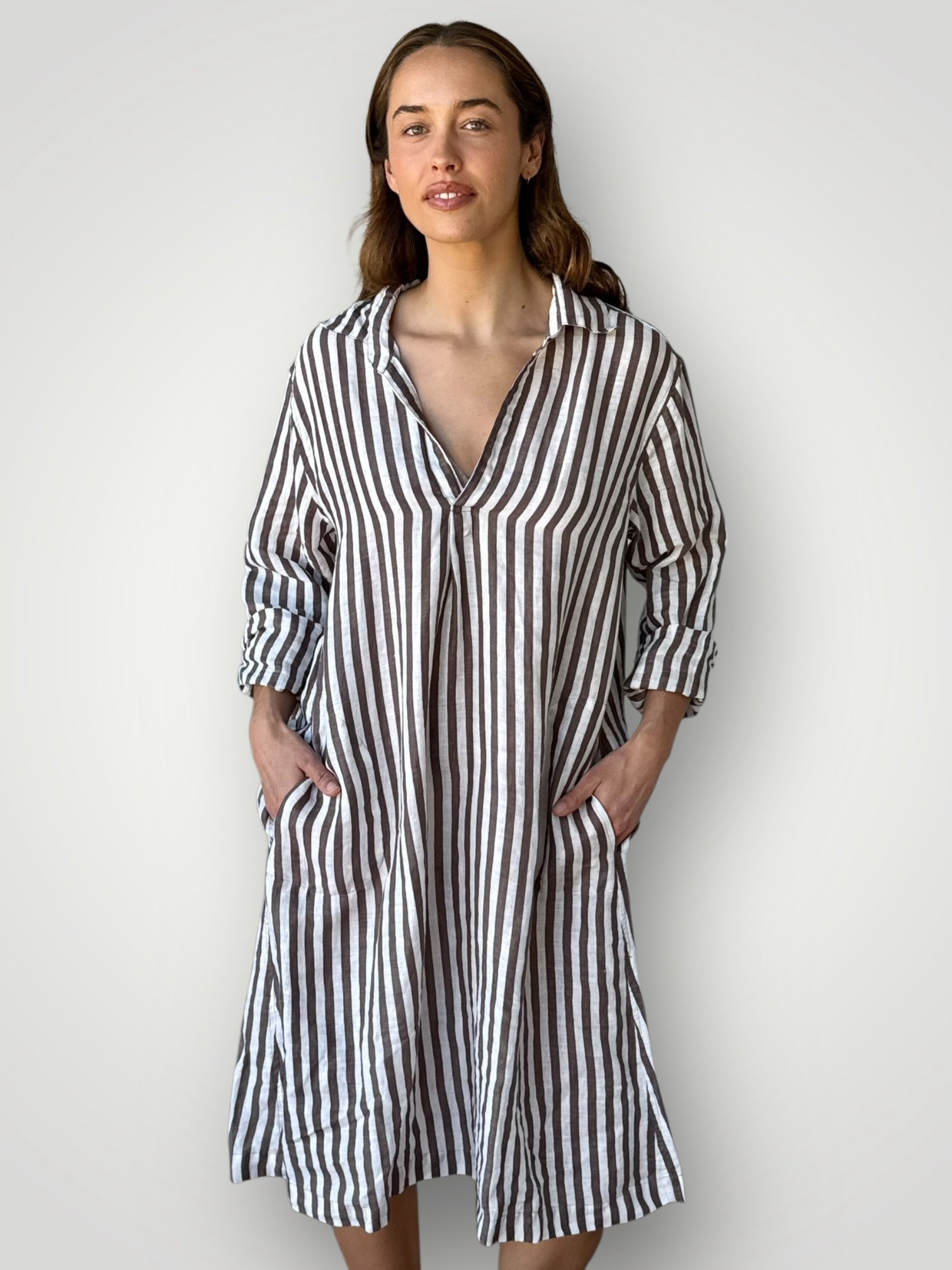 bianca dress -soil stripe linen Apparel