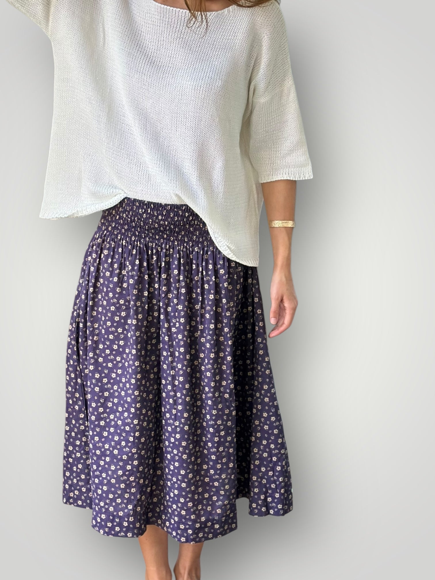lola skirt - blueberry floral cotton Apparel