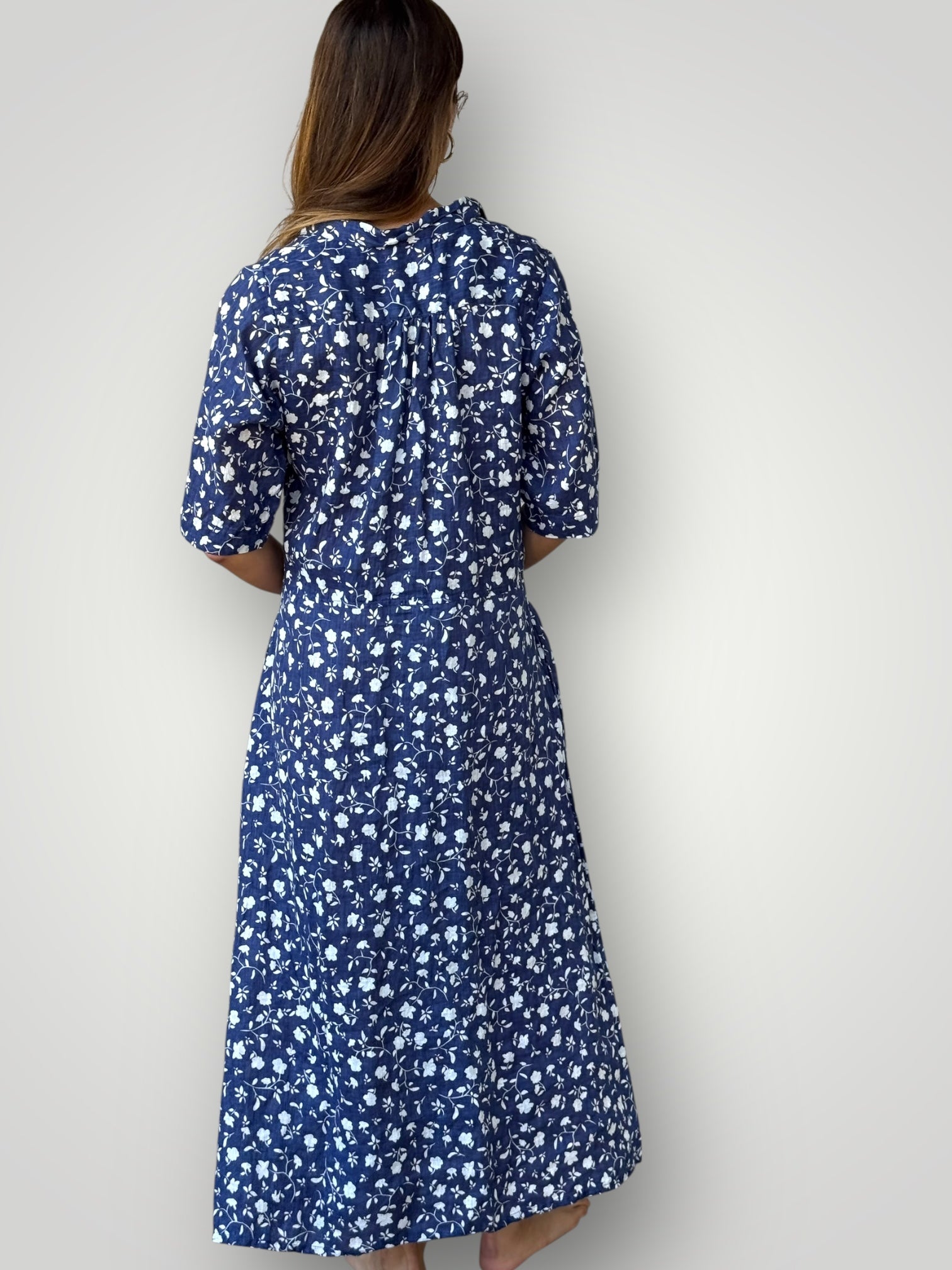 bridget dress - blue dusk floral linen Apparel