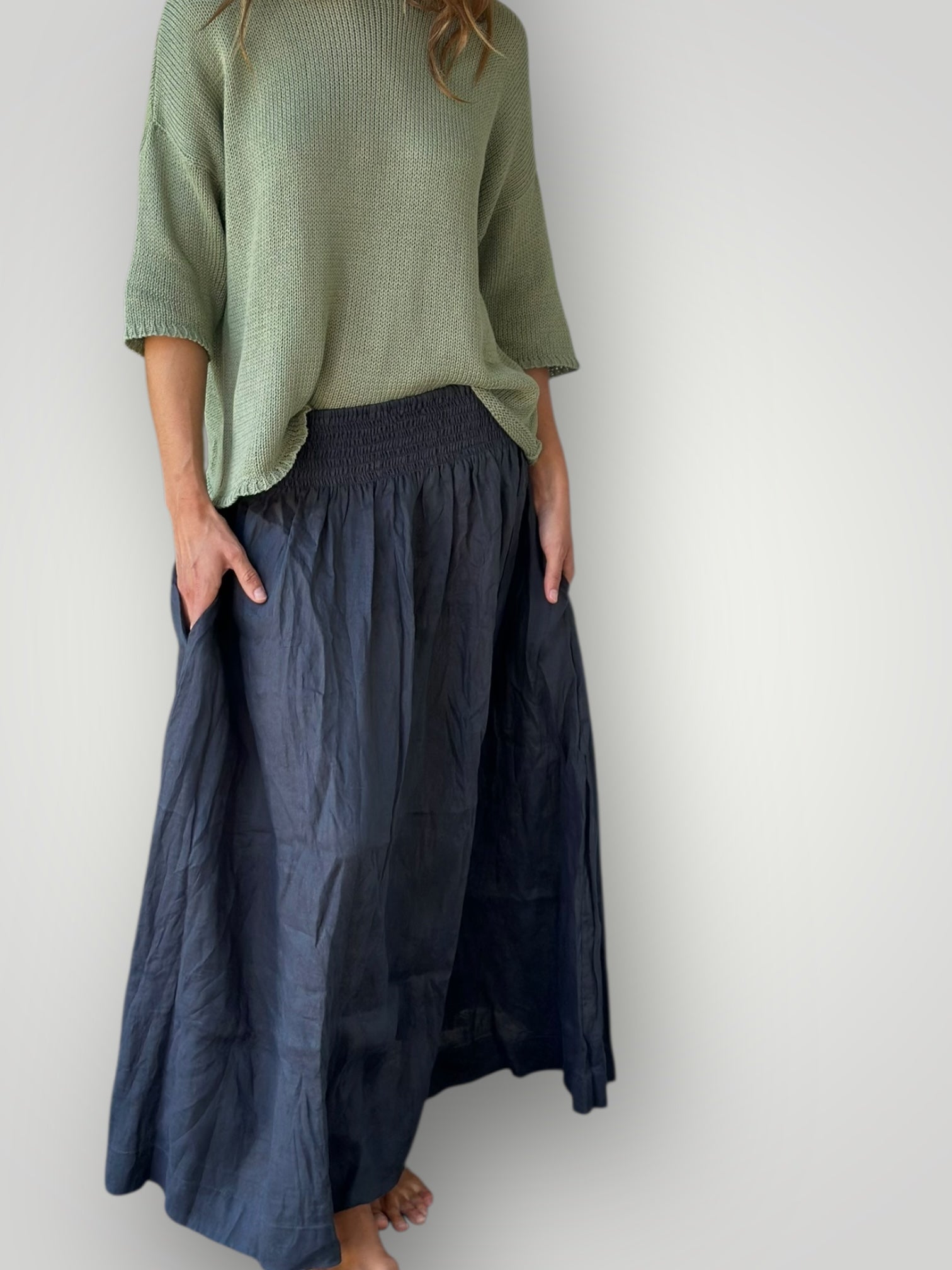 lulu skirt - charcoal linen Apparel